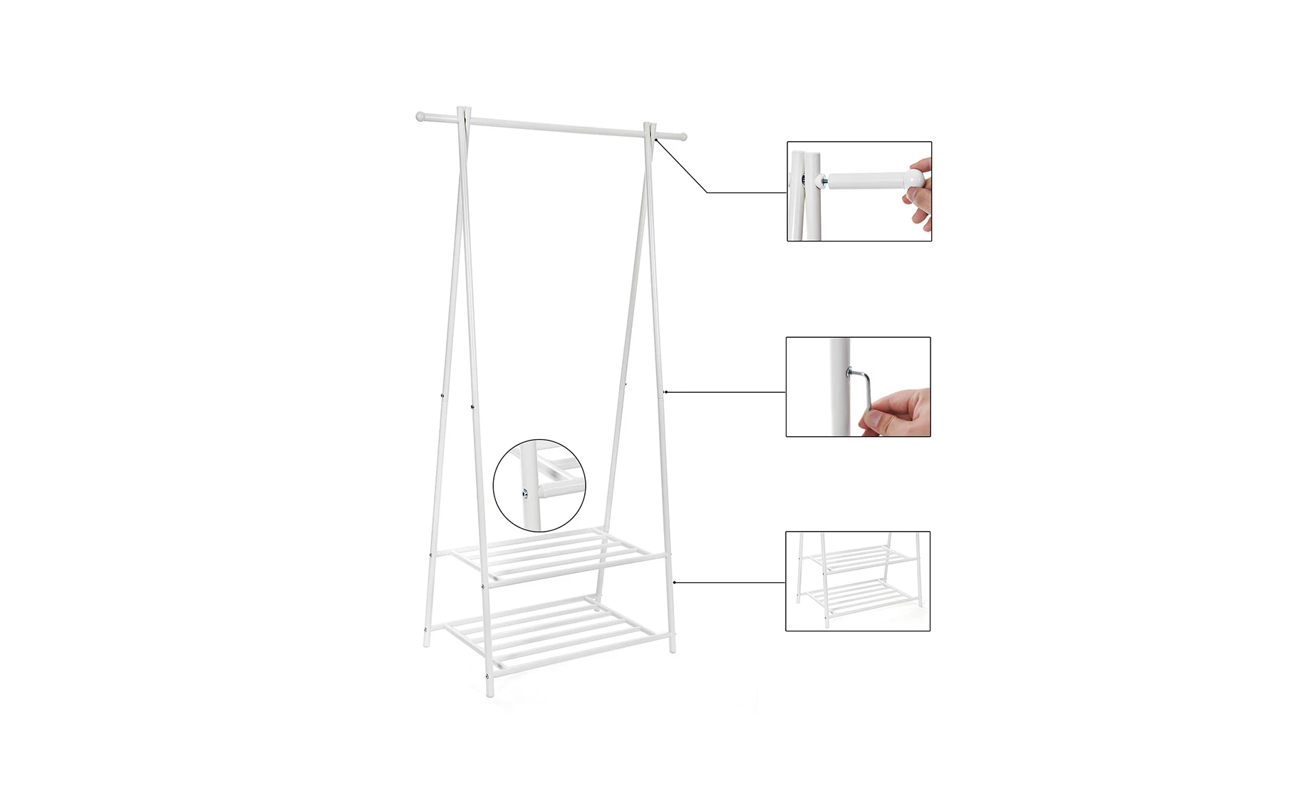 Stalak za odeću Natalie 64x41x155cm beli