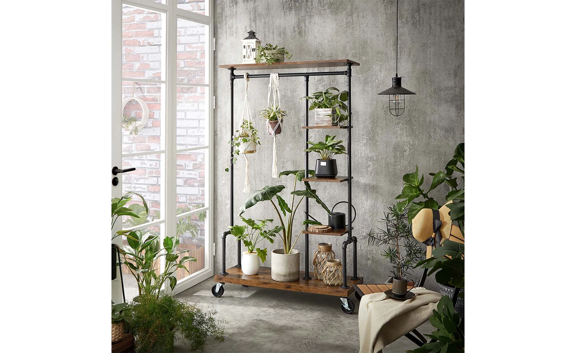 Stalak za odeću sa policama Wooden 103,5x40x174,5cm crni