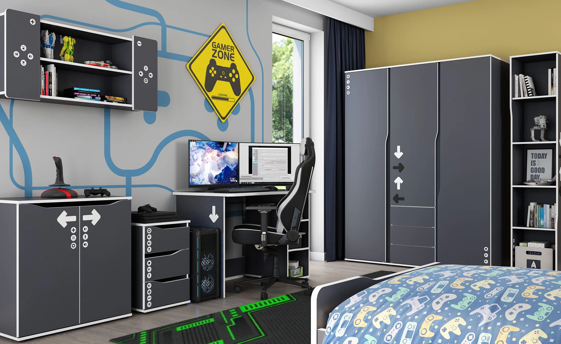 Matrix ormar 3 vrata+3 fioke 149,9x58x194,1 sivo/beli