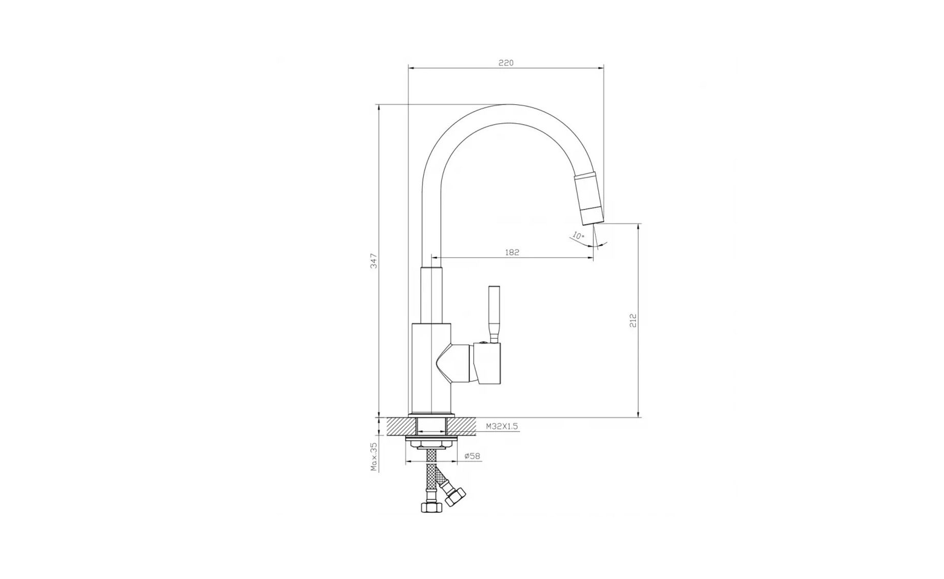 Aqua Mercado Mini fleksibilna slavina za lavabo crna