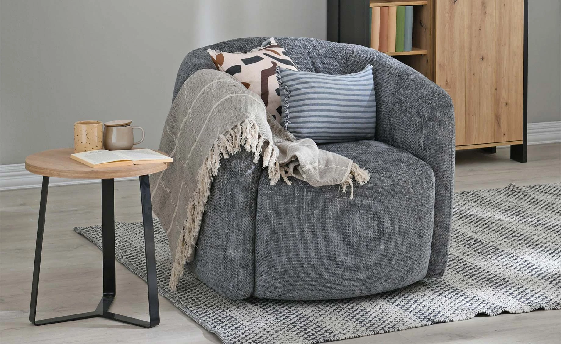 Alken fotelja sa funkcijom rotiranja 87x87x77 tamno siva