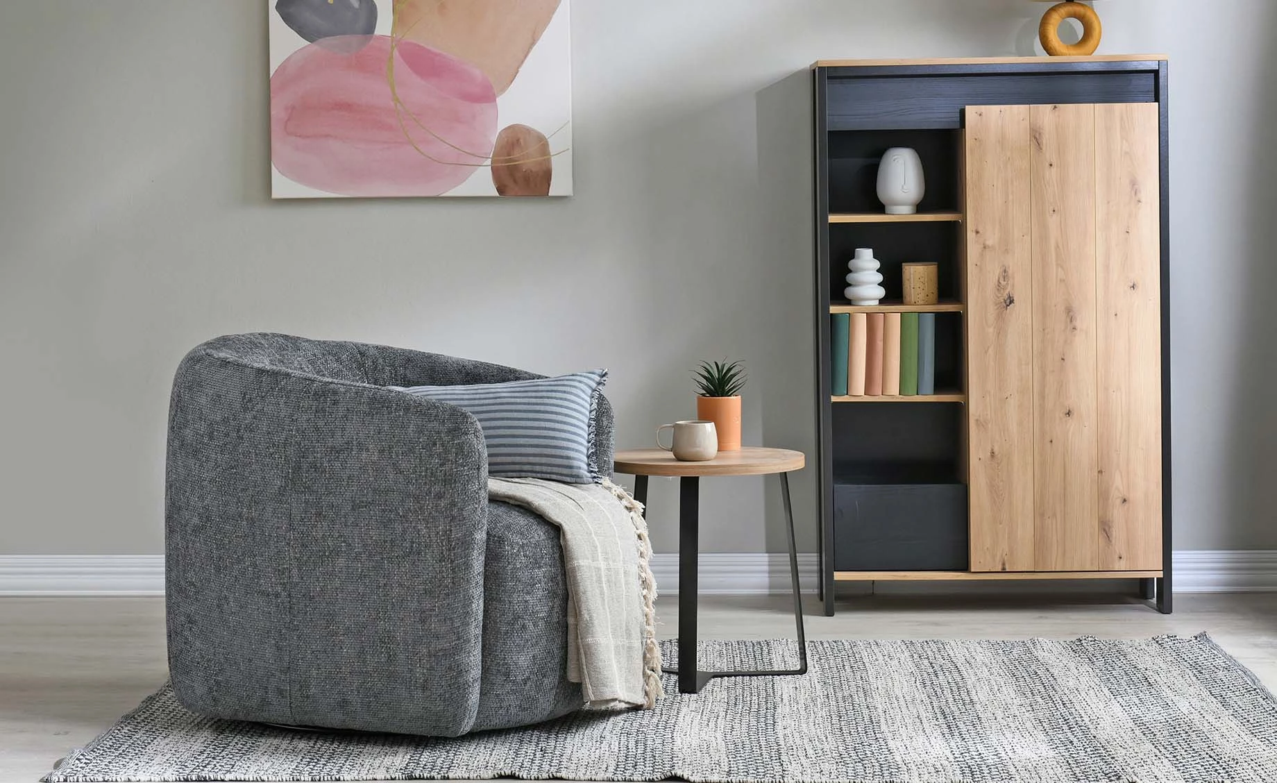 Alken fotelja sa funkcijom rotiranja 87x87x77 tamno siva