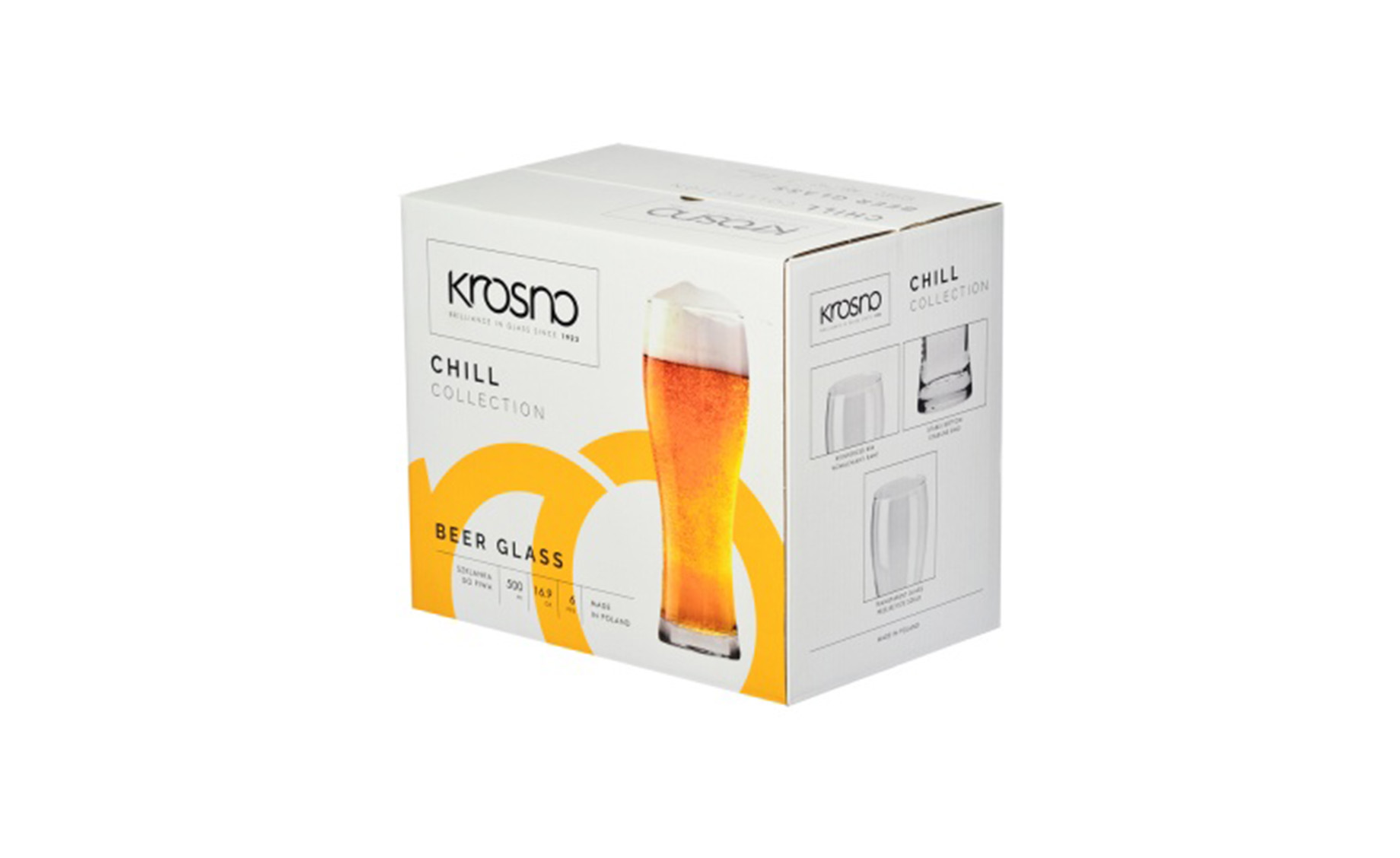 Set čaša za pivo Krosno Chill zaobljena 500ml 6 kom