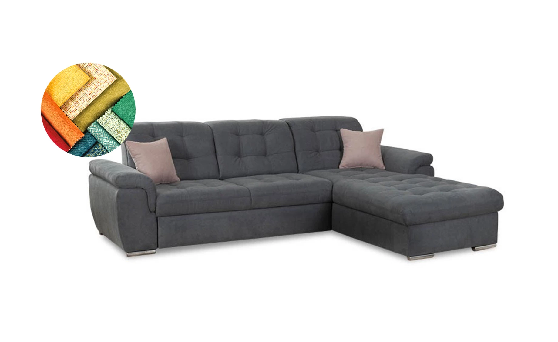 Bilbao kutna garnitura s ležajem 285x210x91/111 cm desna više boja