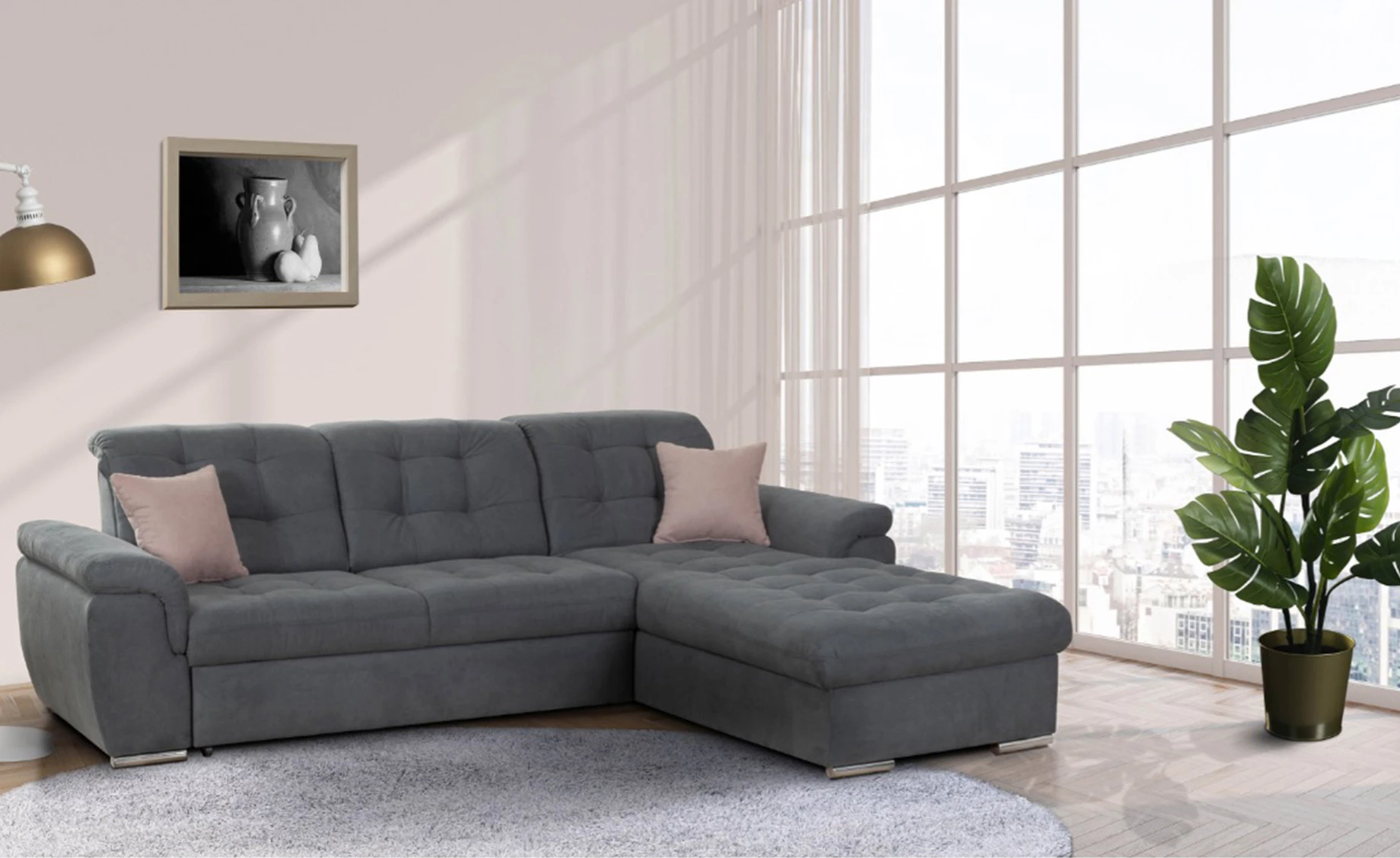 Bilbao kutna garnitura s ležajem 285x210x91/111 cm desna više boja