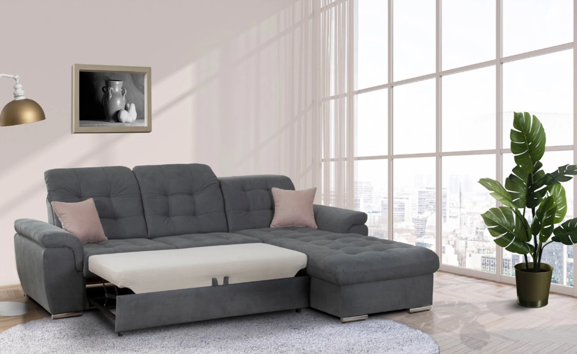 Bilbao kutna garnitura s ležajem 285x210x91/111 cm desna više boja