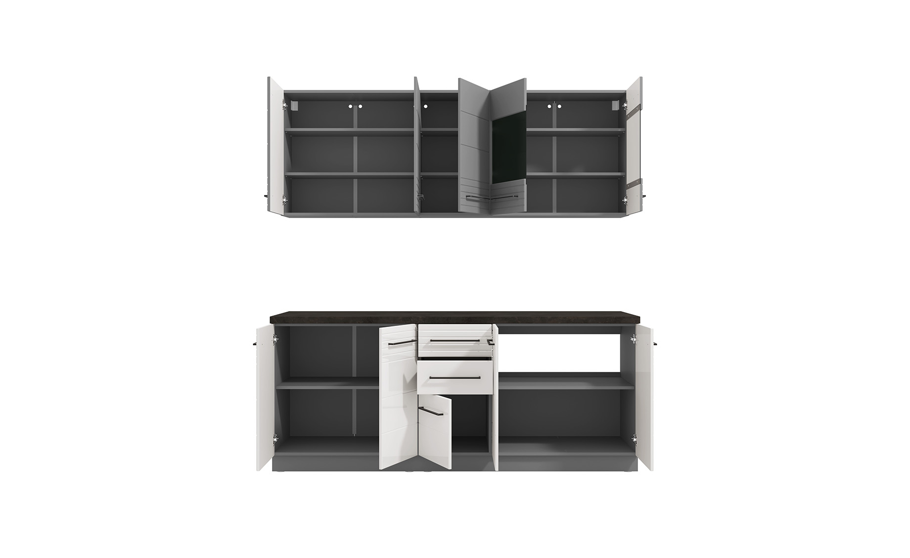 Petra blok kuhinja 260x60x218 cm bijelo/siva