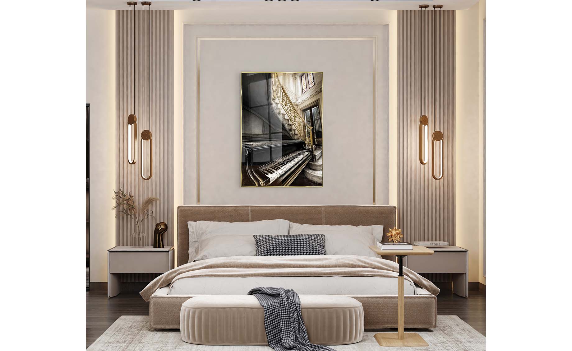 Slike staklo sa ramom  Gold Piano 80x120cm