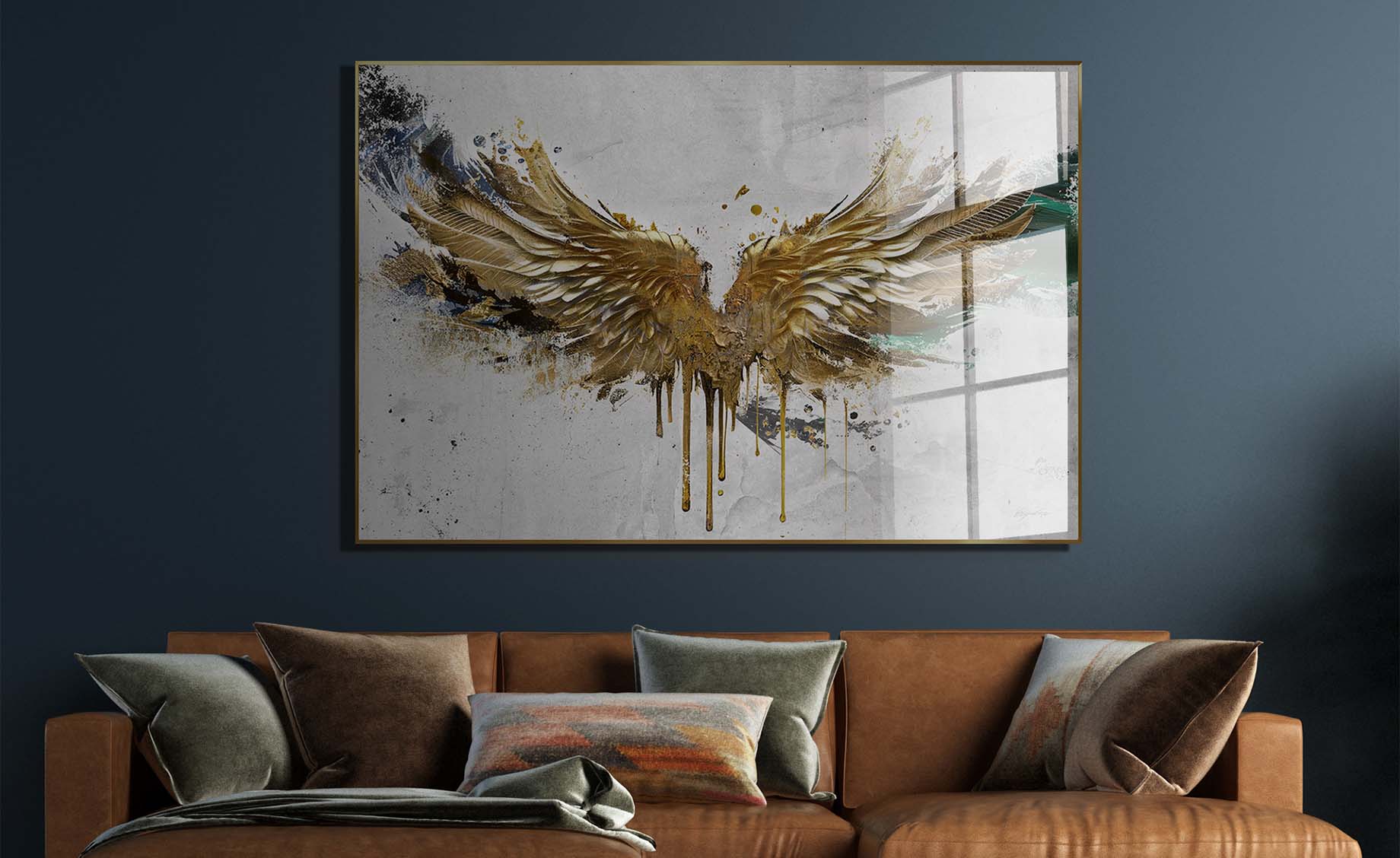 Slika staklo sa ramom  Gold Wings 80x120cm