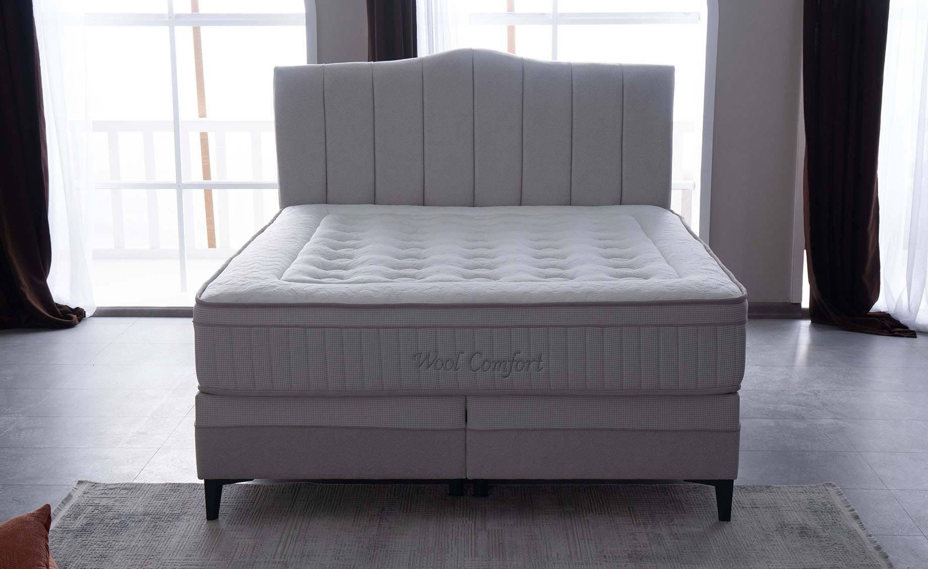 Wool comfort boxspring krevet 98x204x121 cm sivi