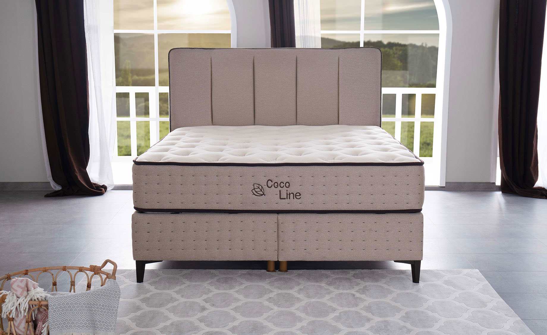 Coco line boxspring krevet 98x203x118 cm bež