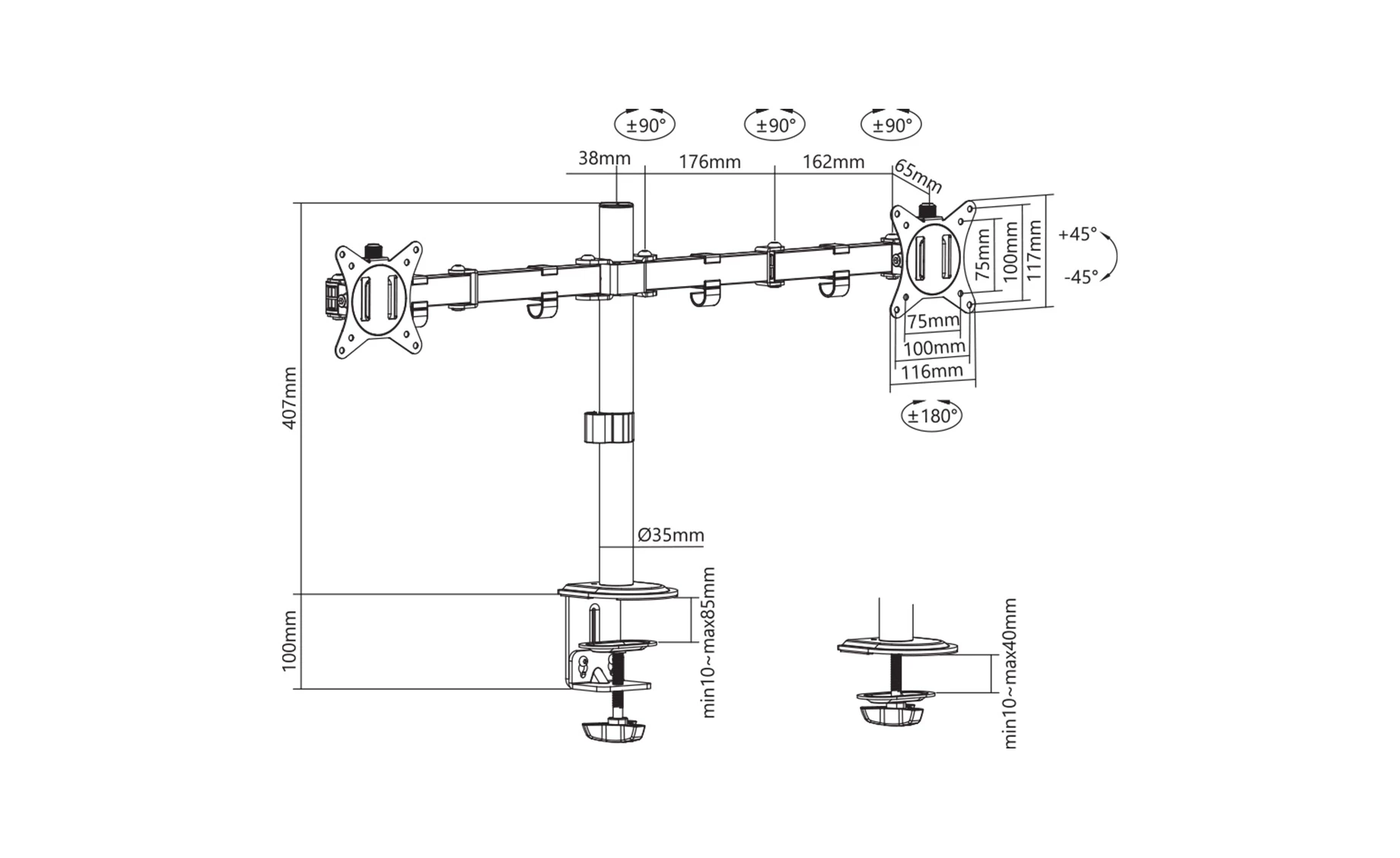 Sbox LCD-352/2-2 stolni nosač za 2 monitora 13"-32"