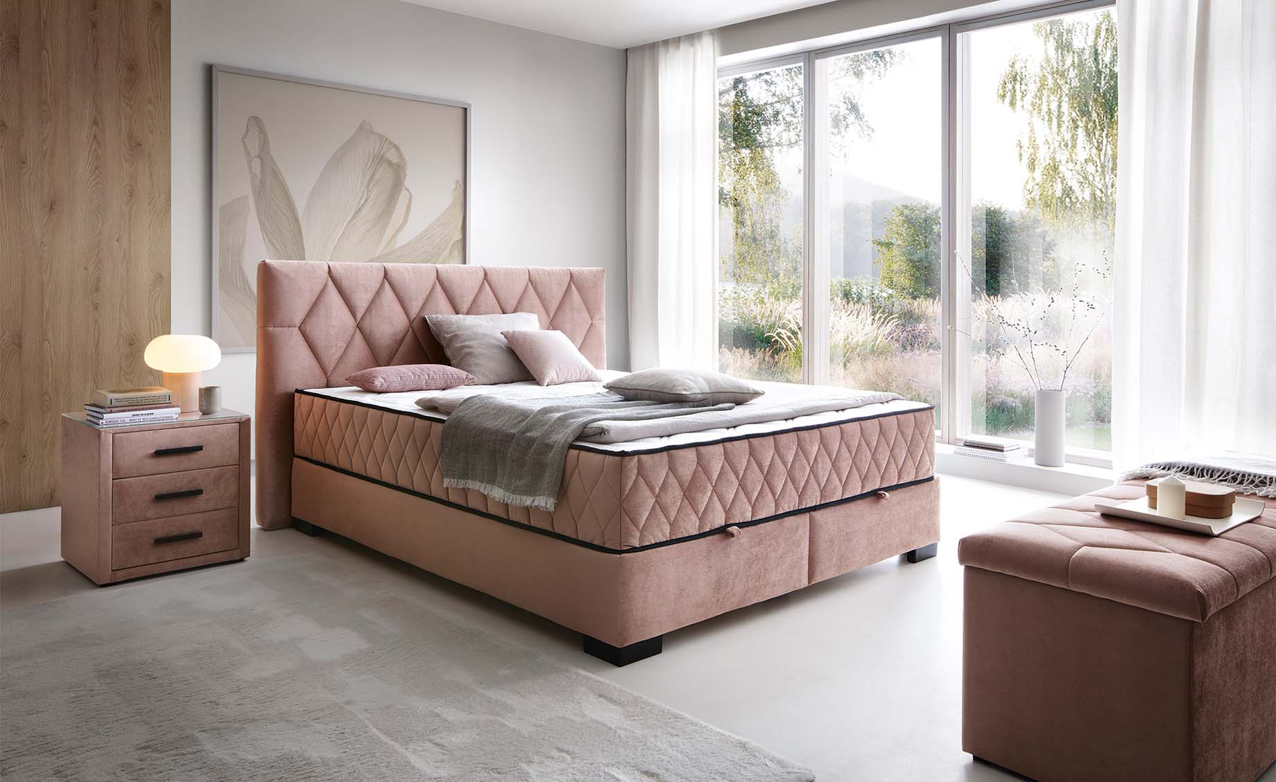Reve krevet sa protorom za odlaganje 147x213x114 cm roza
