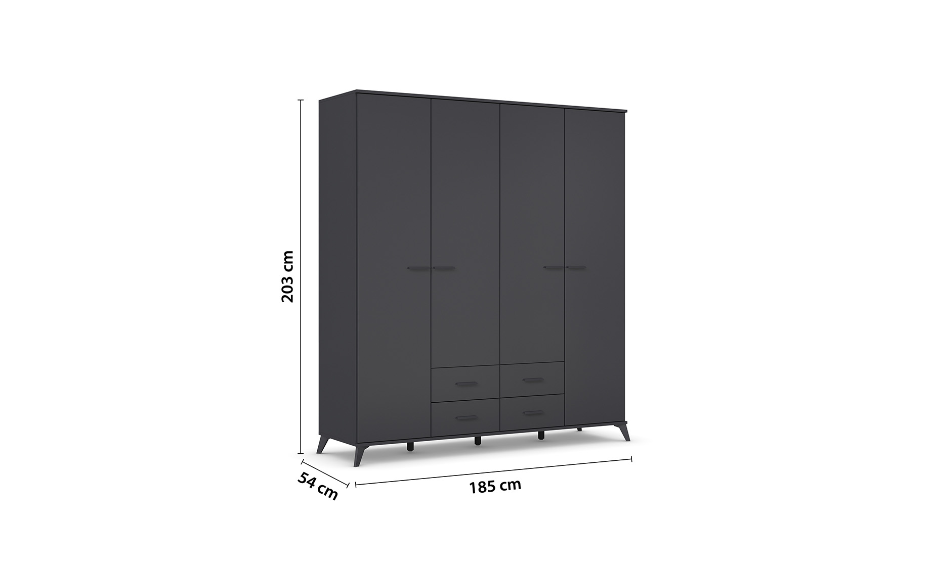 Lucena ormar 4 vrata+4 fioke 185x54x203 cm sivi