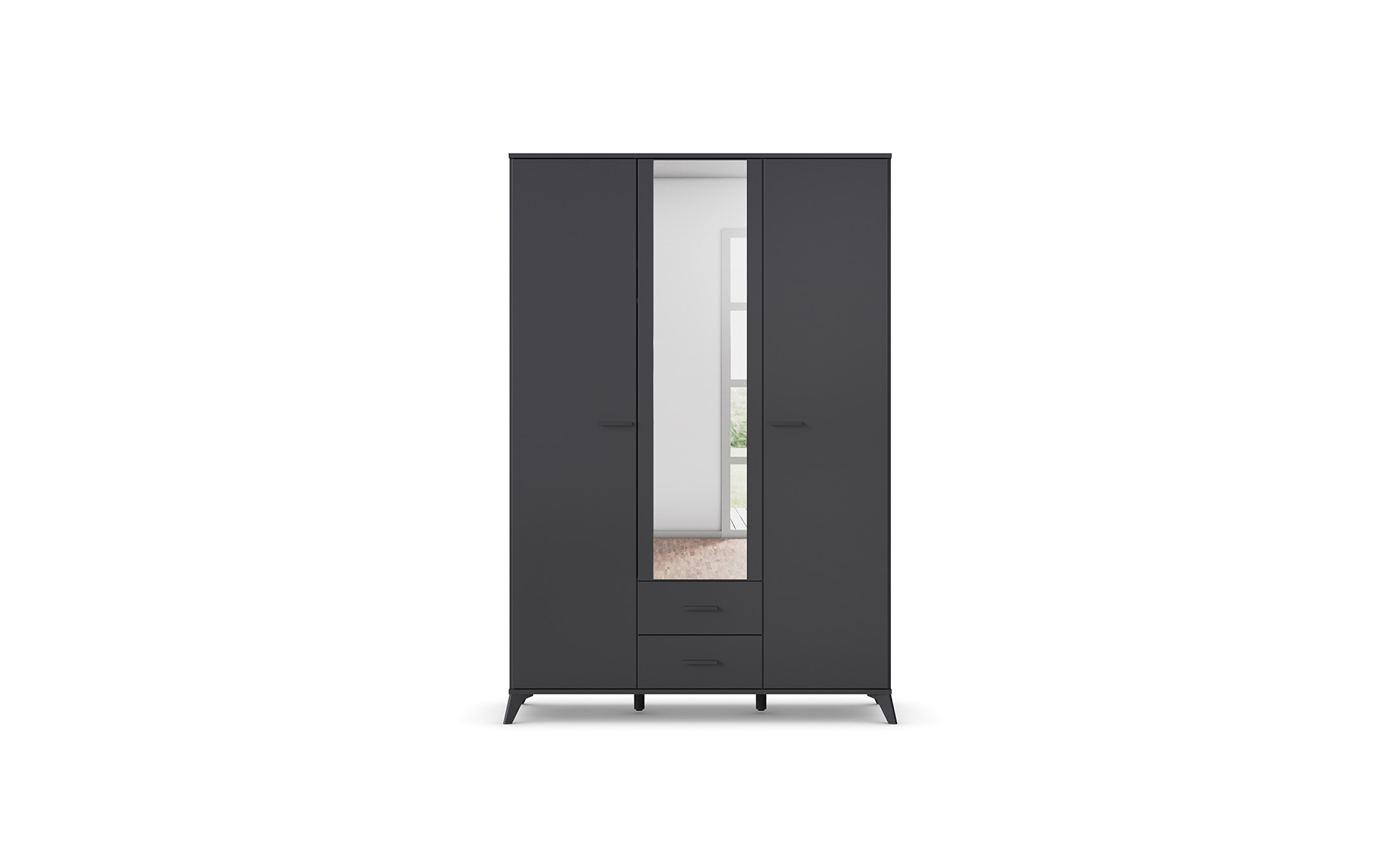 Lucena ormar 3 vrata/ogledalo+2 fioke 140x54x203 cm sivi