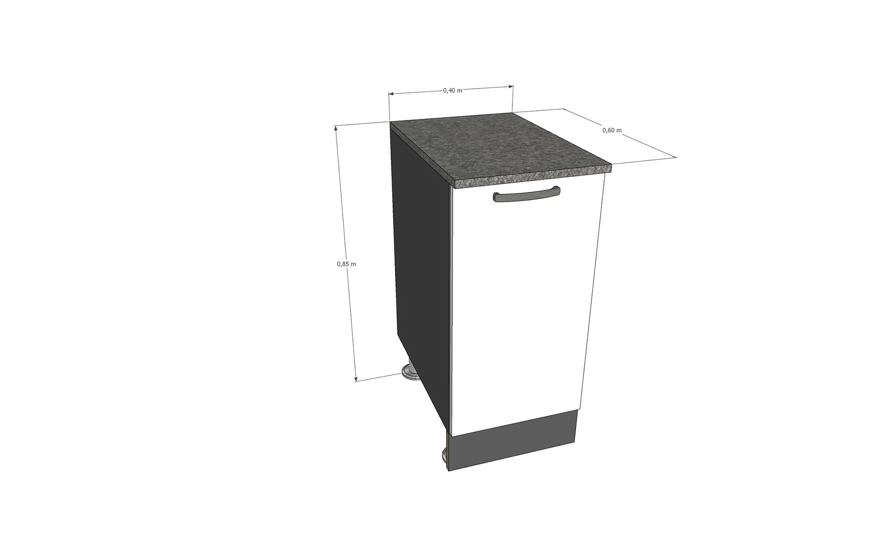 Nika baza 1 vrata 40x60x85cm antracit/boja leda sjaj