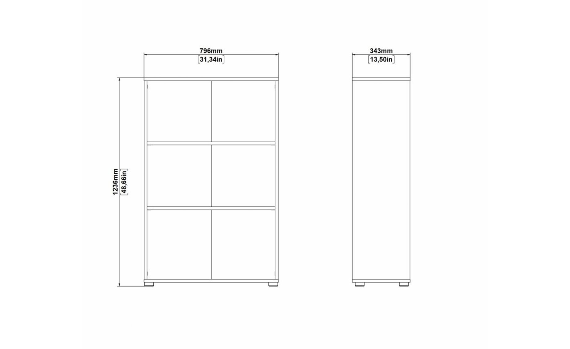 Sign polica 3 otvora 80x35x124 cm siva