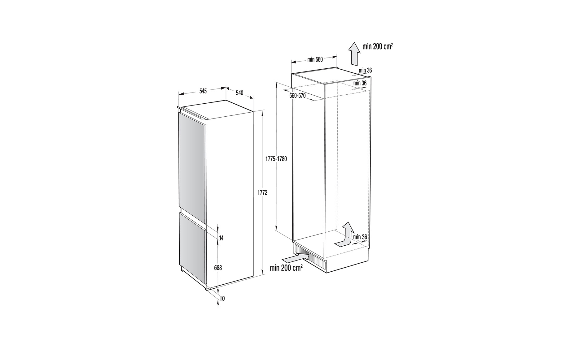 Gorenje NRKI218EE1 ugradni kombinovani frižider