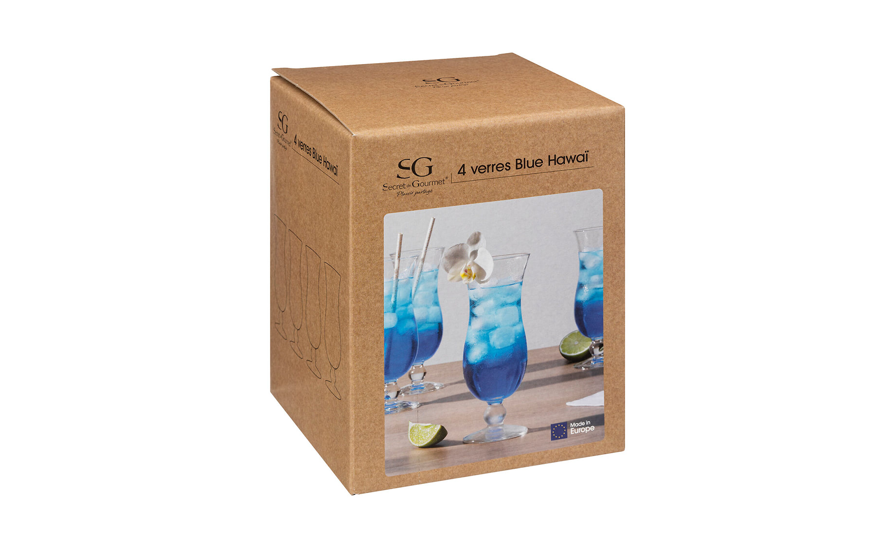 Set 4 čaše Blue Hawai 440ml