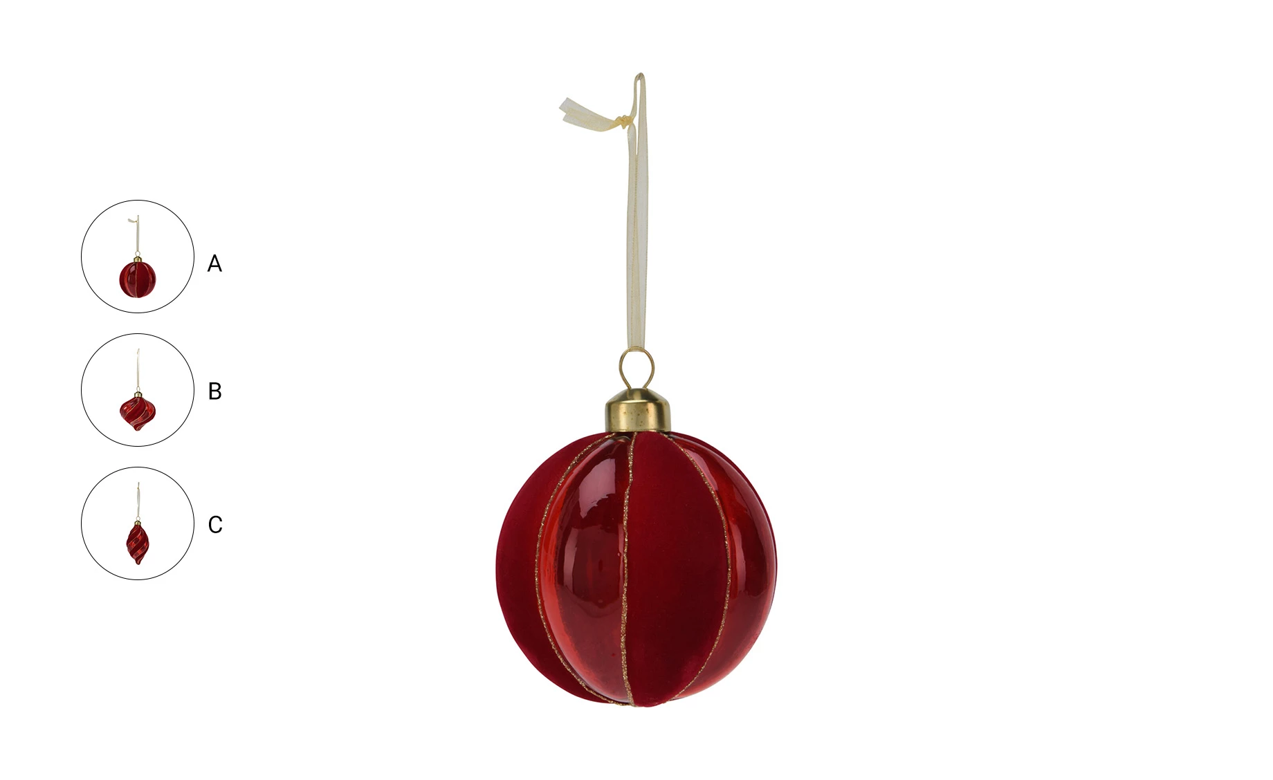 Viseća dekoracija Ornament 8cm više vrsta crvena
