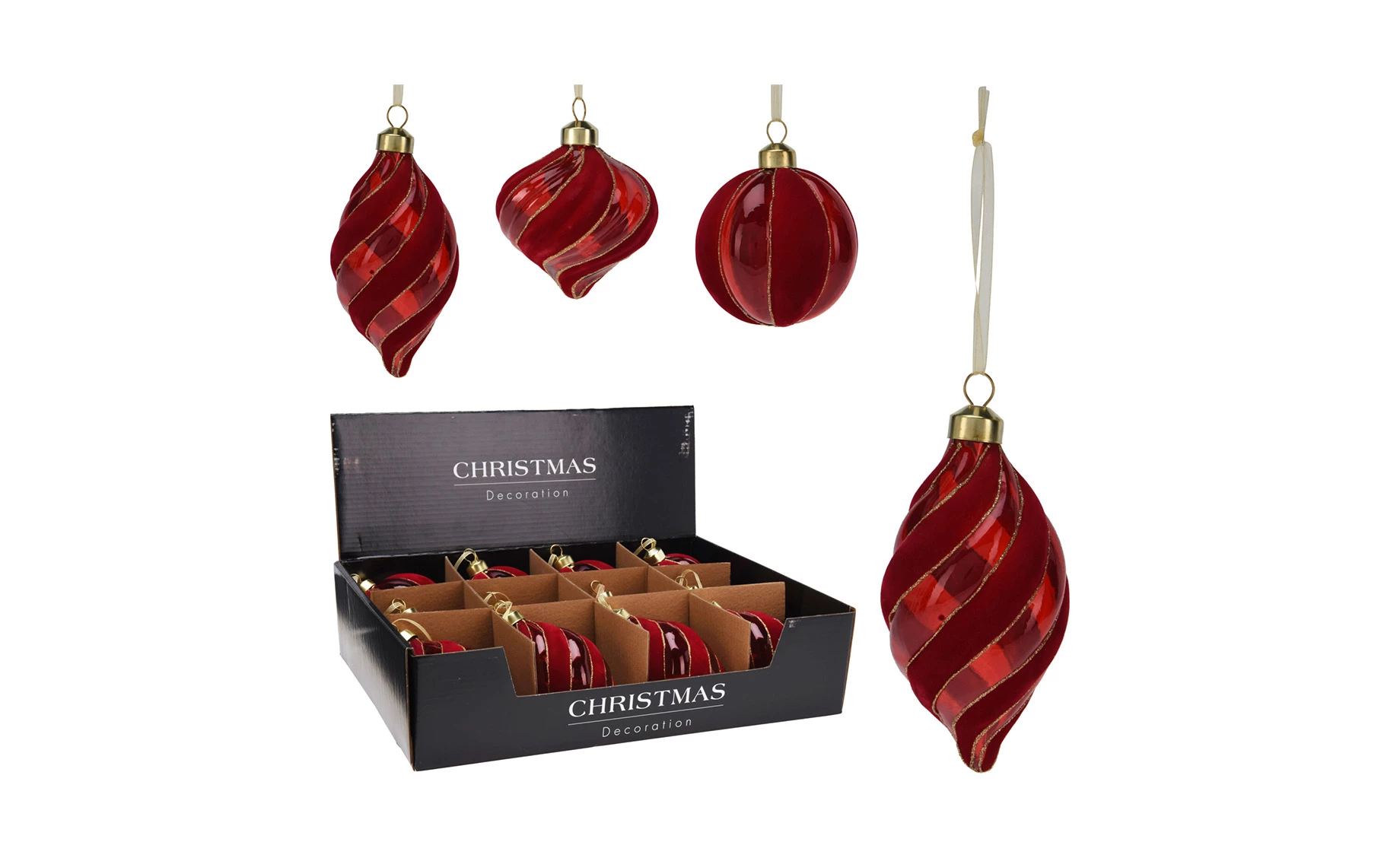 Viseća dekoracija Ornament 8cm više vrsta crvena