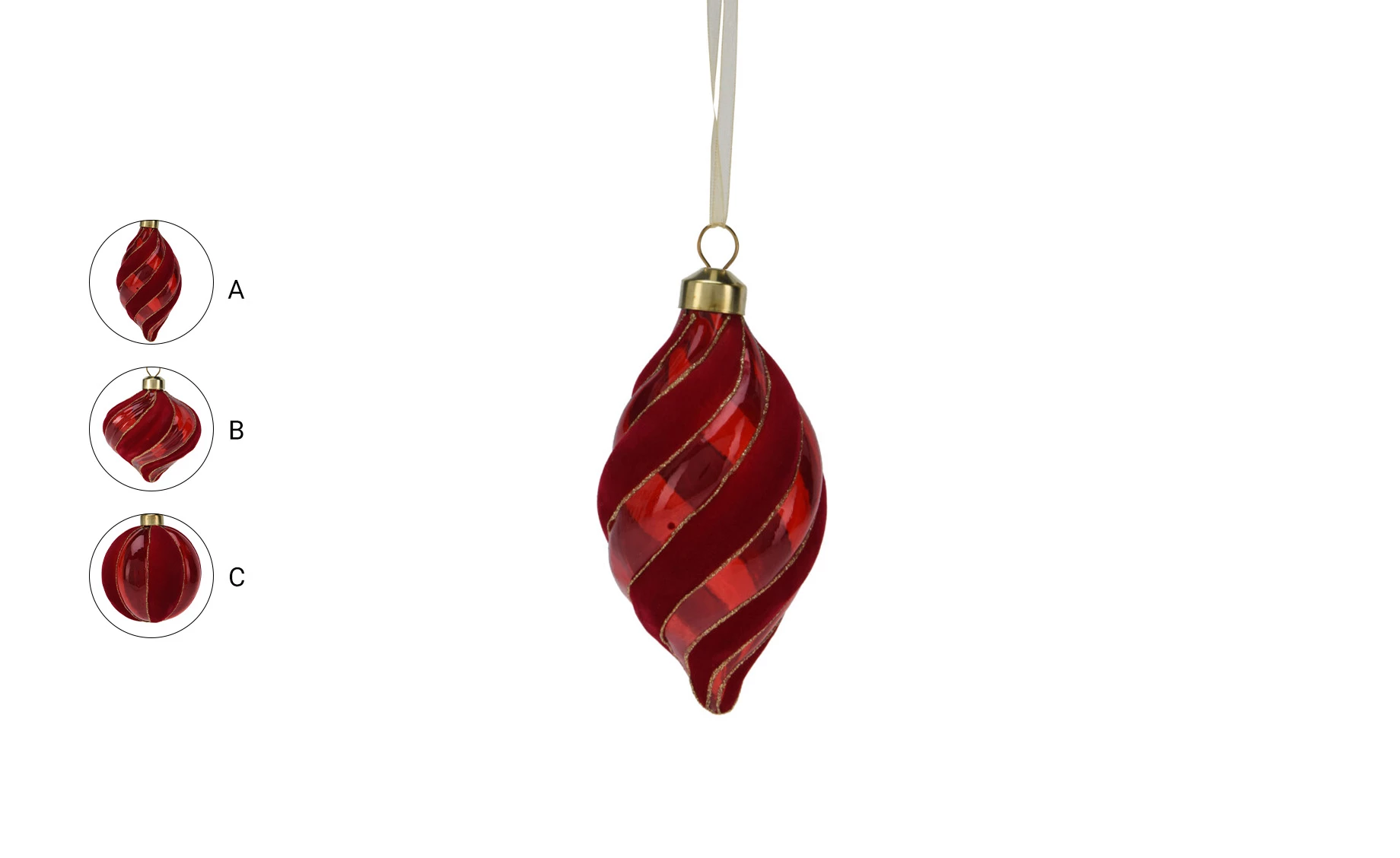 Viseća dekoracija Ornament 8cm više vrsta crvena