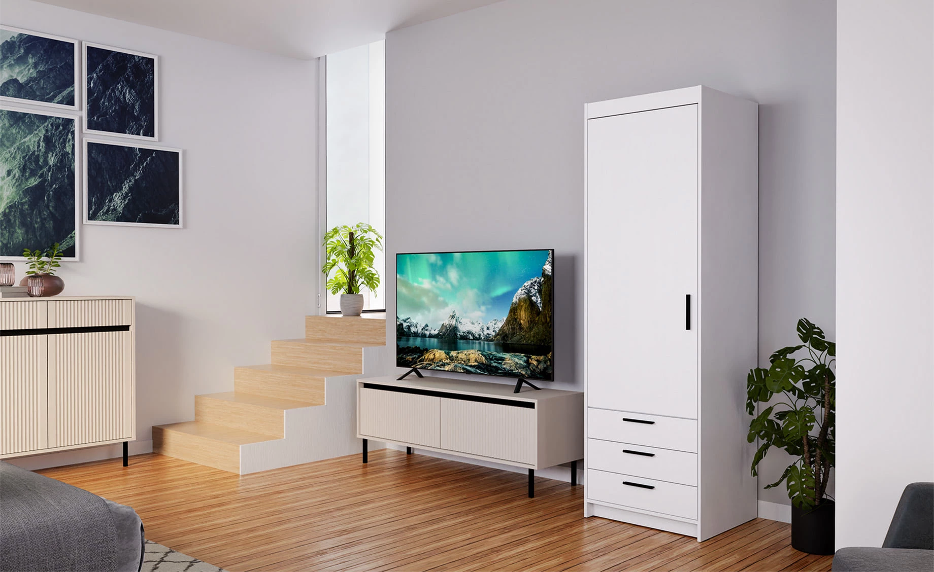 Elena ormar 1 vrata+3 fioke 60x53x191 cm beli