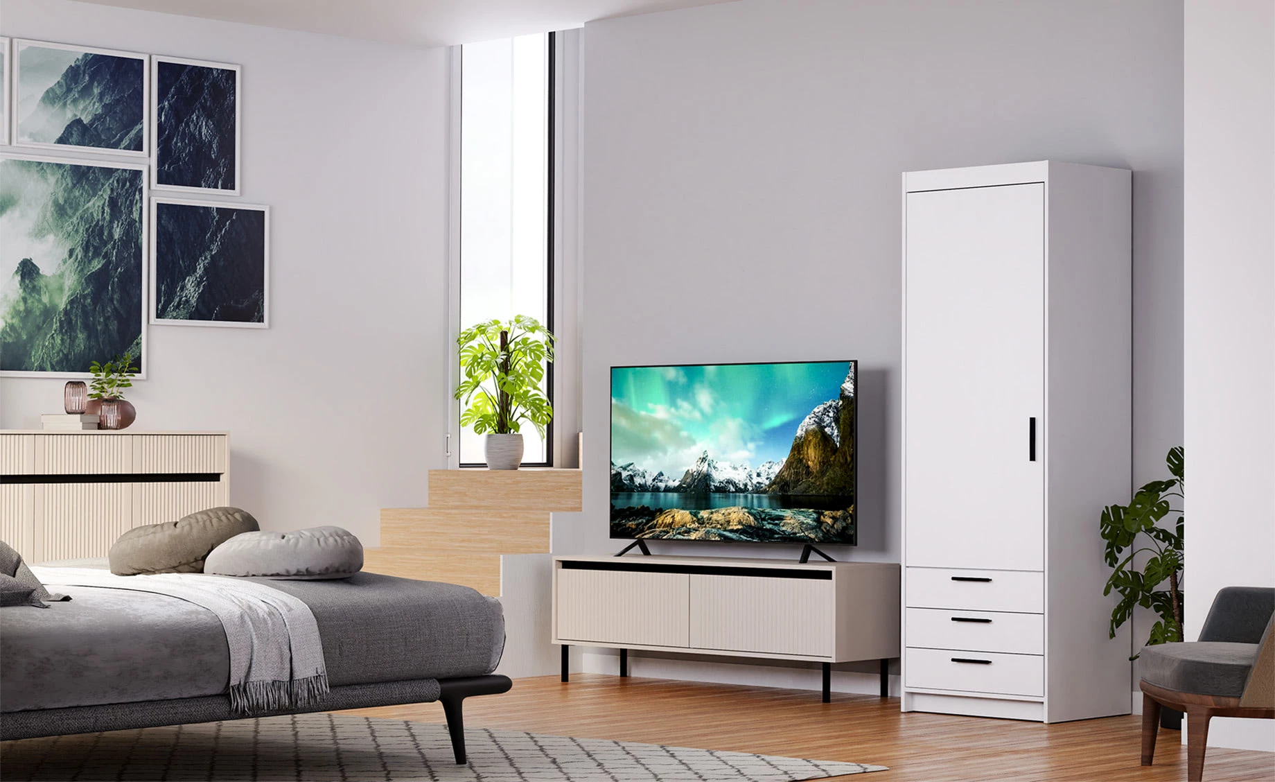 Elena ormar 1 vrata+3 fioke 60x53x191 cm beli