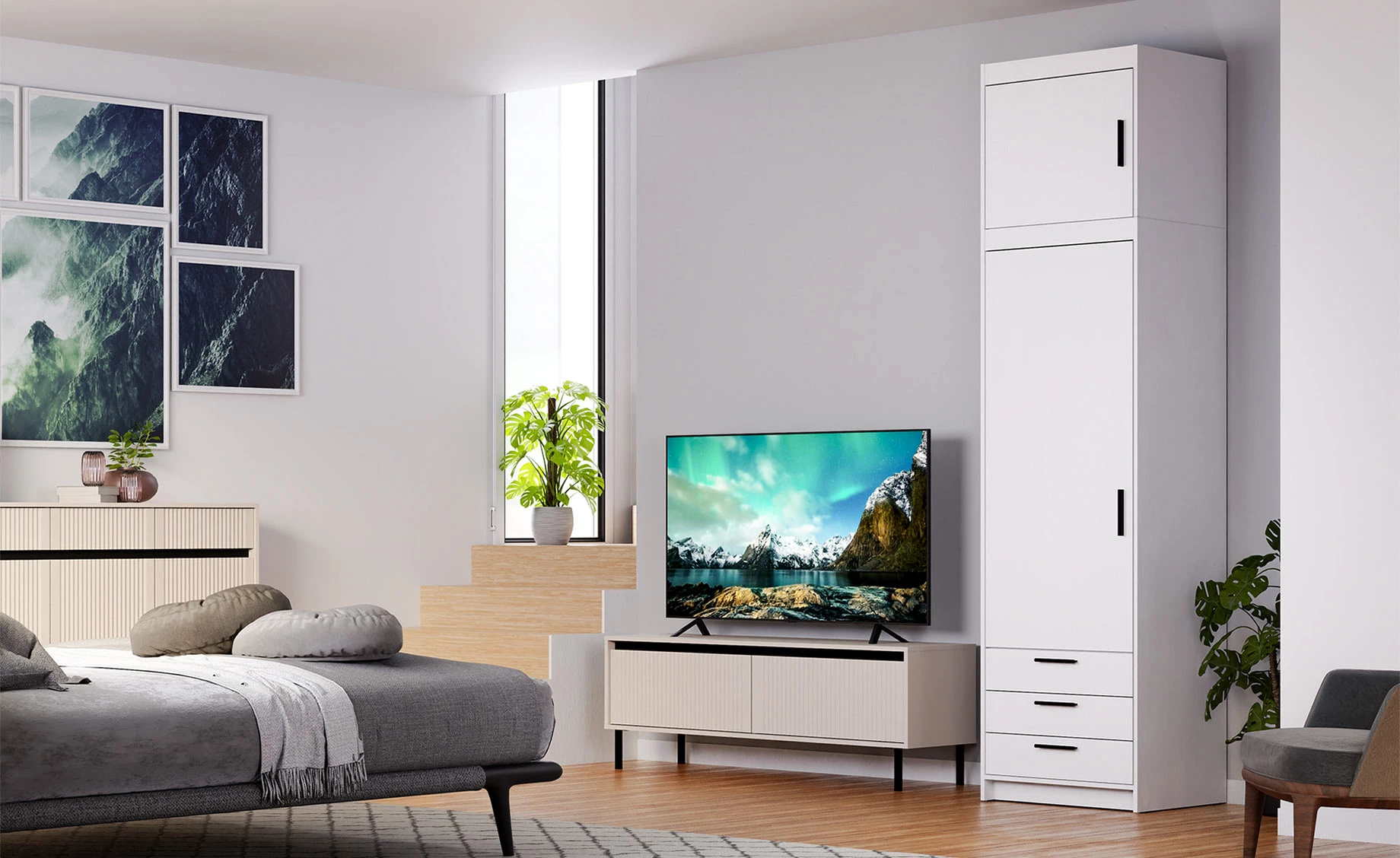 Elena ormar 1 vrata+3 fioke 60x53x191 cm beli