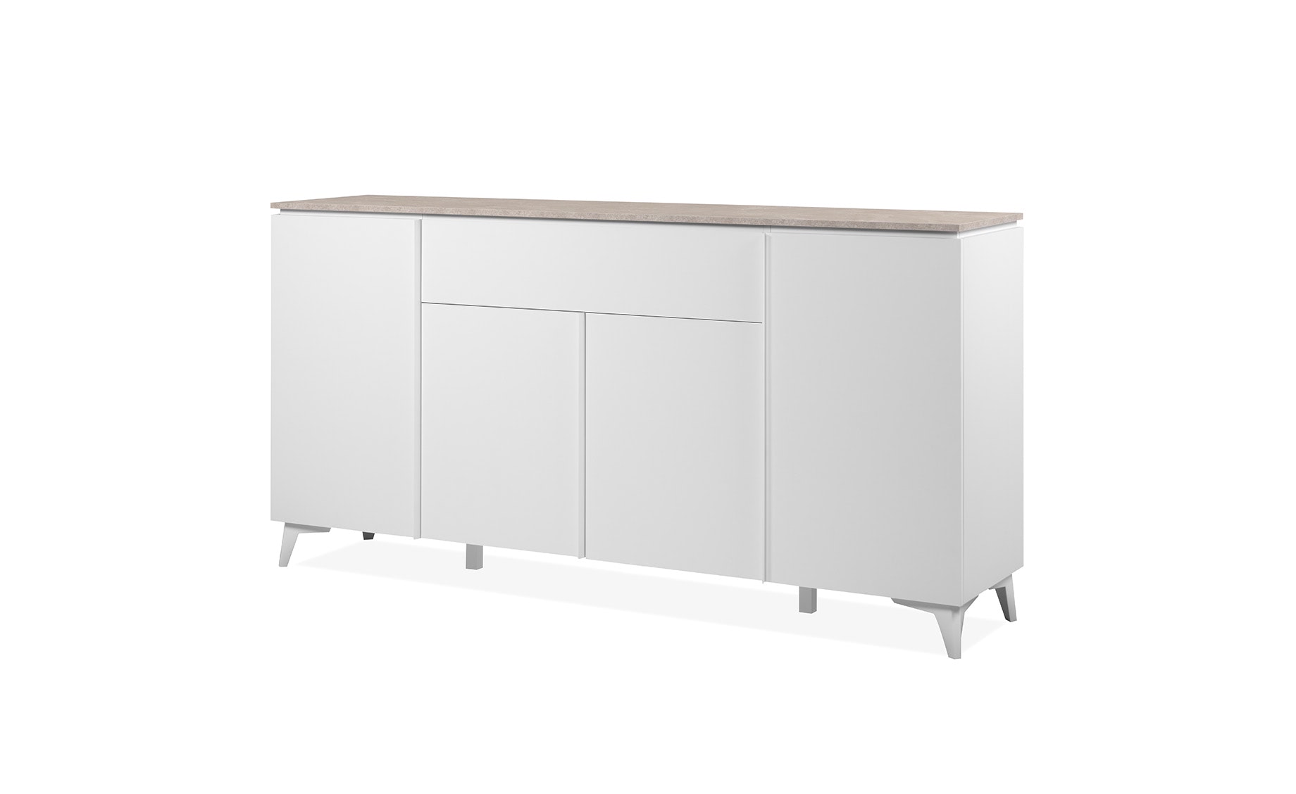 Bertrix komoda 4 vrata+ 1 fioka 177x40x92 cm bela/boja peska