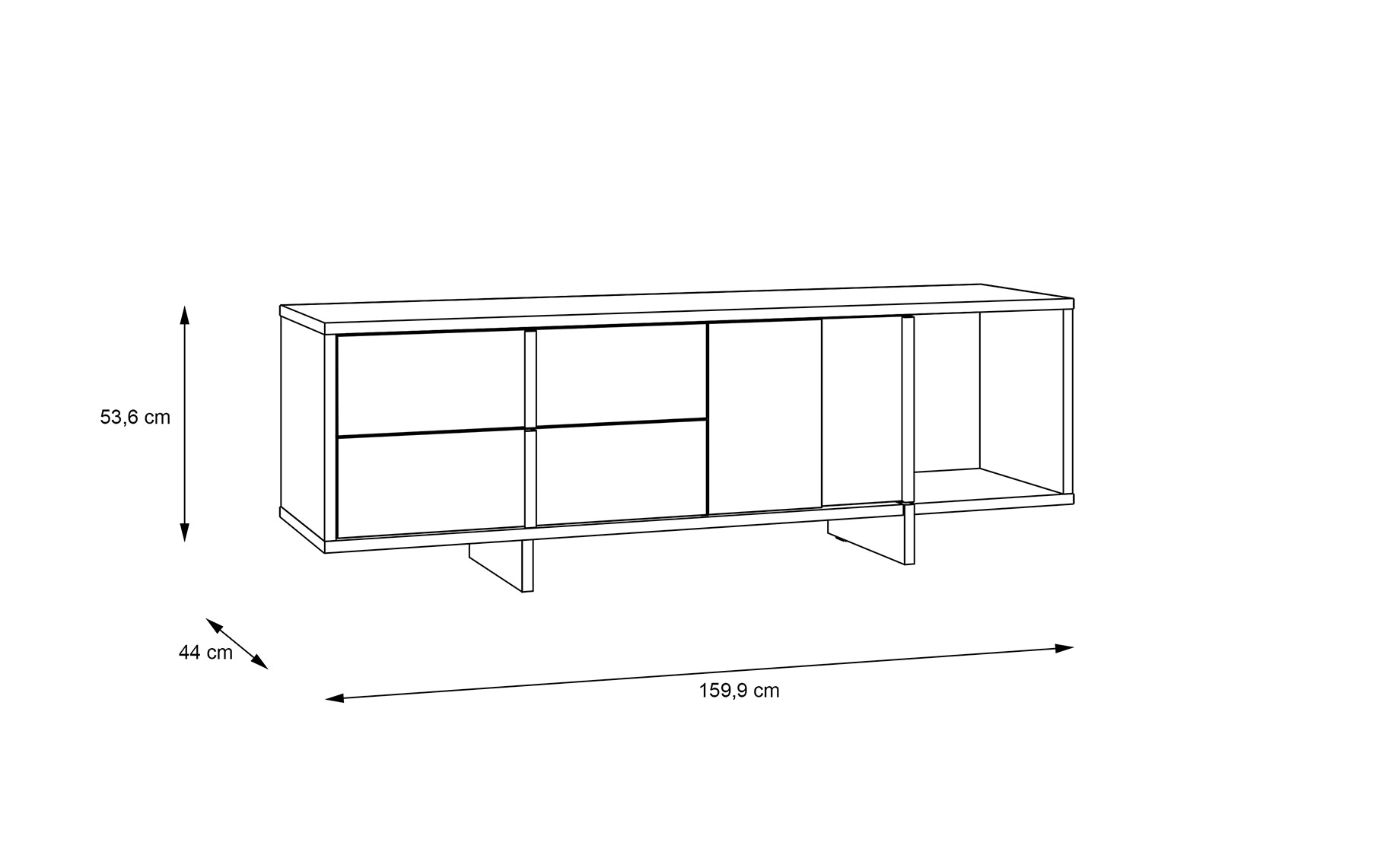 Jokkaz tv komoda 160x42x54 cm hrast/crna