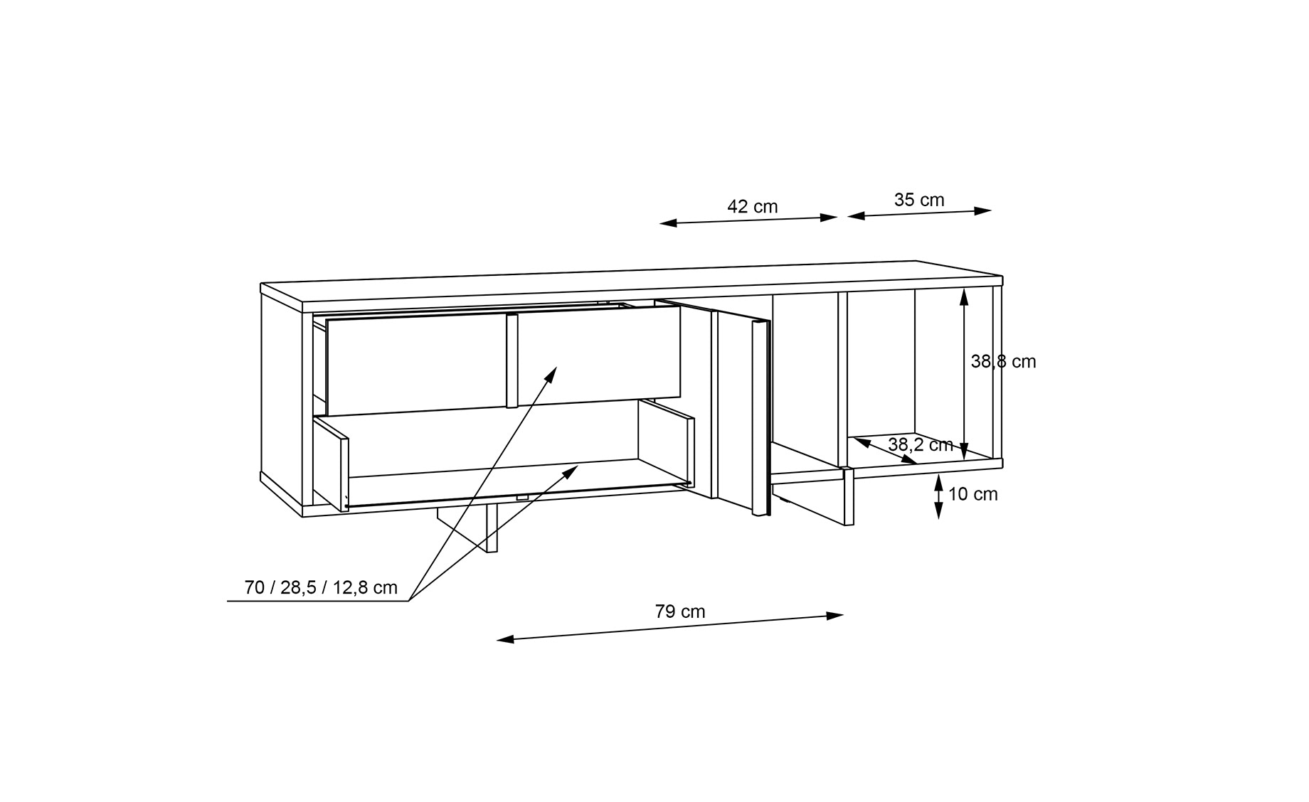 Jokkaz tv komoda 160x42x54 cm hrast/crna