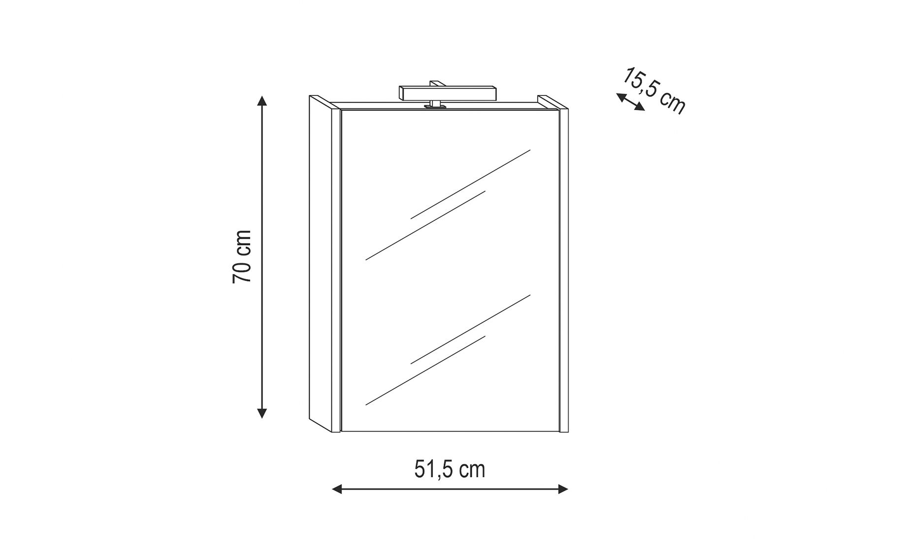 Kora kupatilski viseći ormarić 2 vrata/ogledalo + LED rasveta 51,5x70x15,5 cm zelena