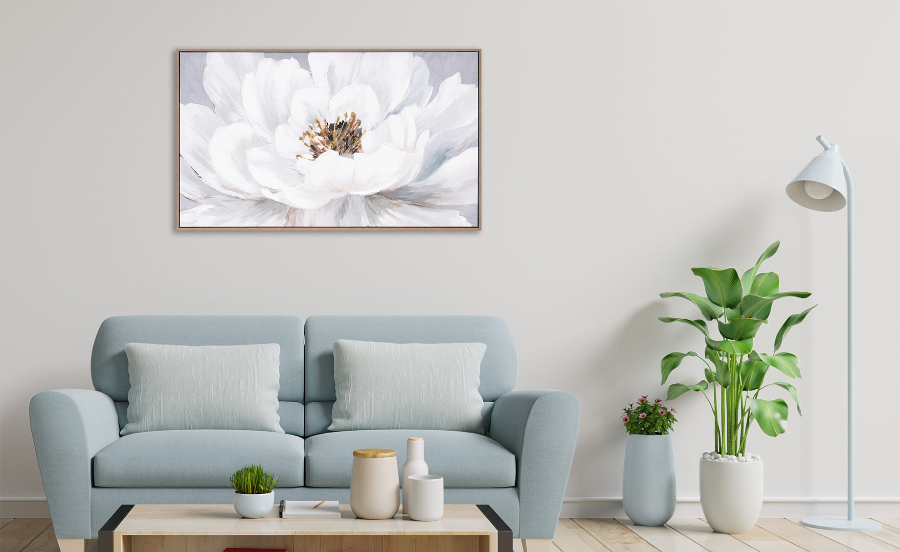 Slika sa ramom  White flower 60x100cm