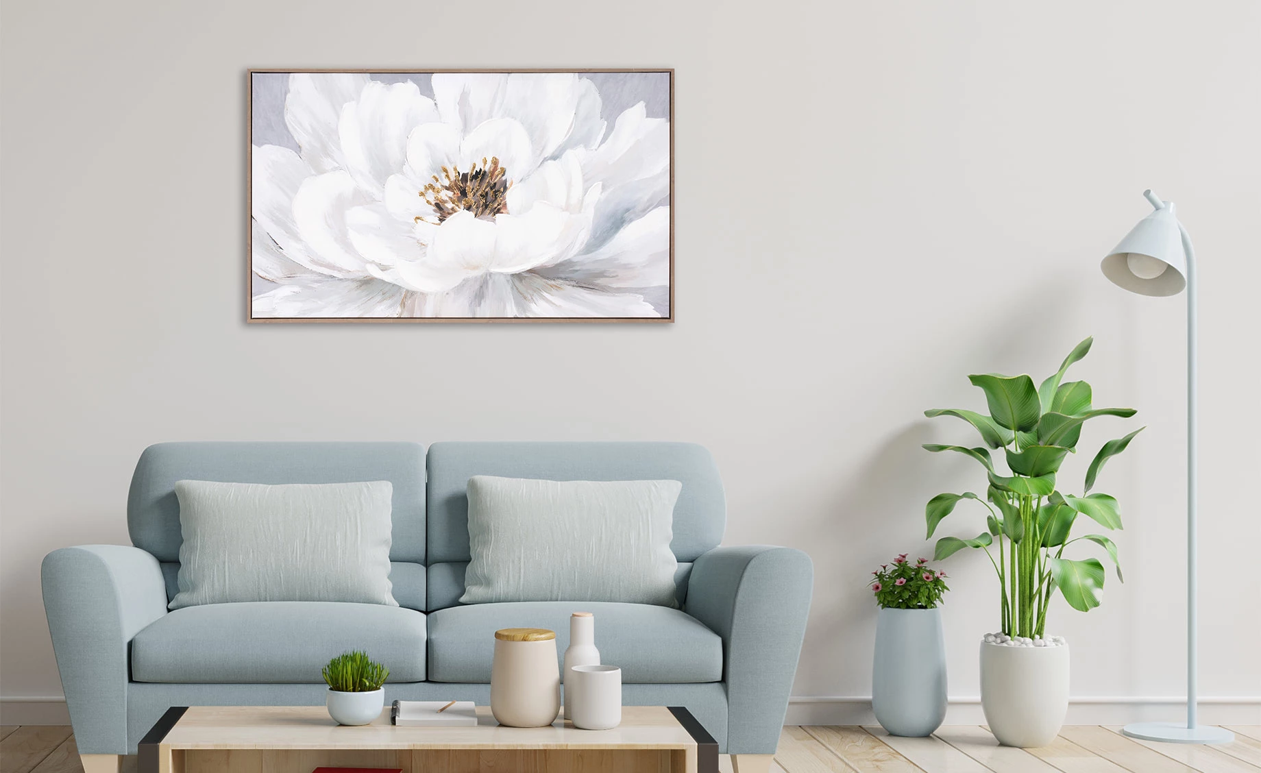 Slika sa ramom White flower 60x100cm