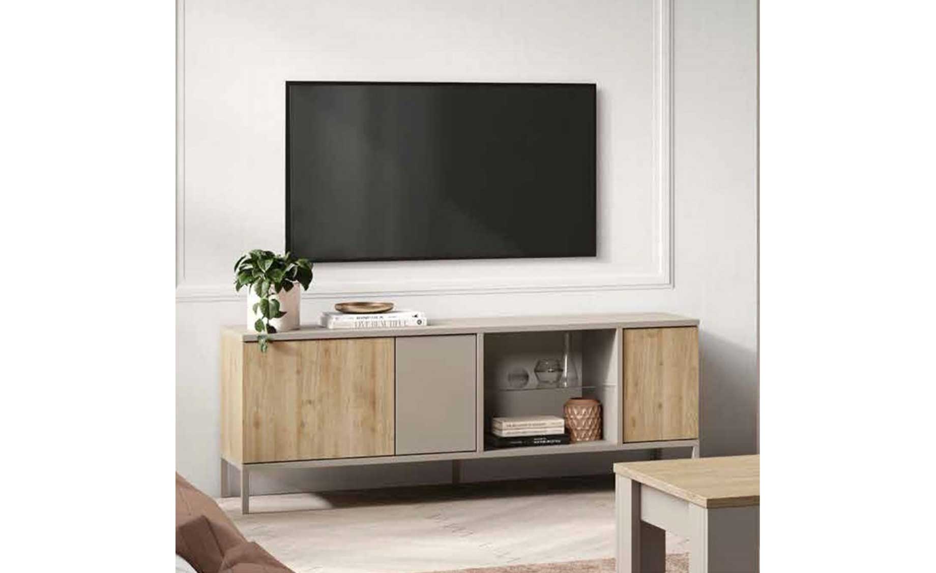 Gent TV stalak 3 vrata + polica 160x43x59 cm kašmir siva/hrast