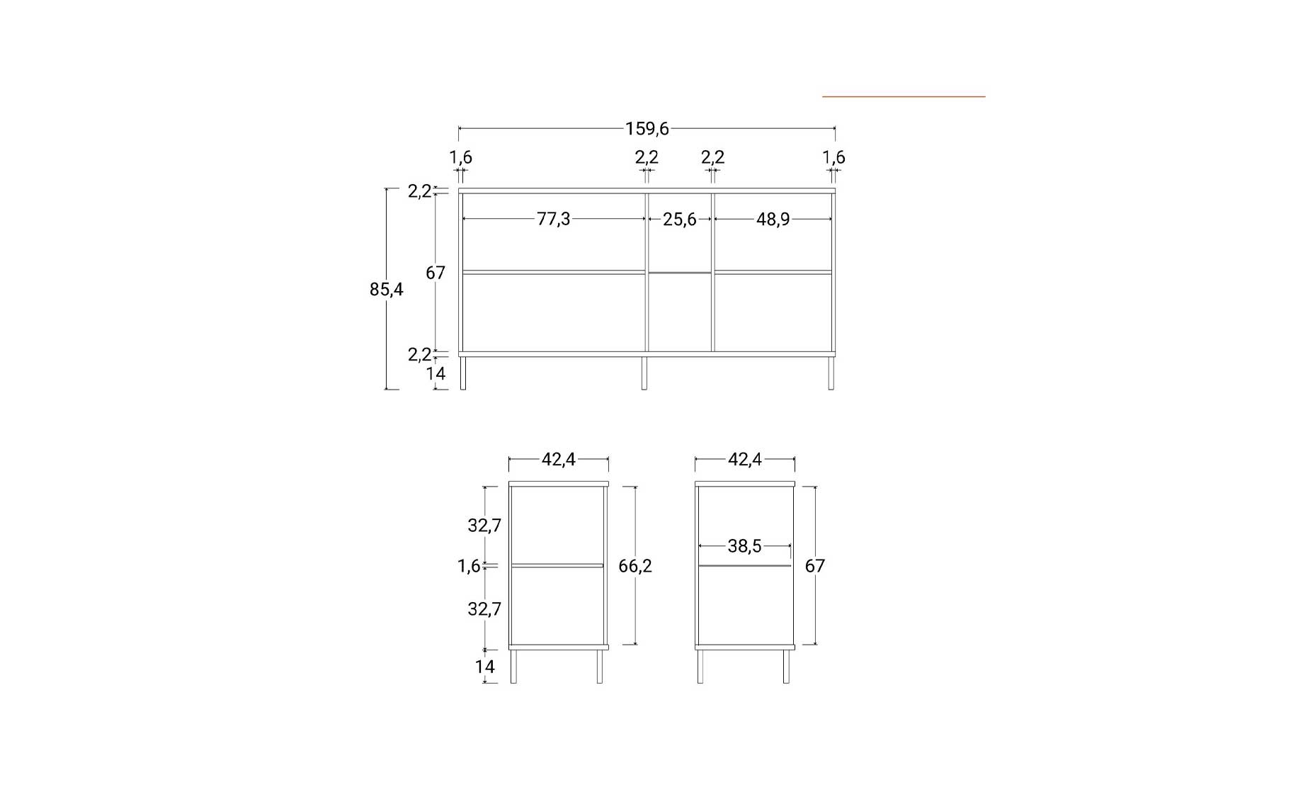 Gent komoda 3 vrata + polica 160x43x86 kašmir siva/hrast