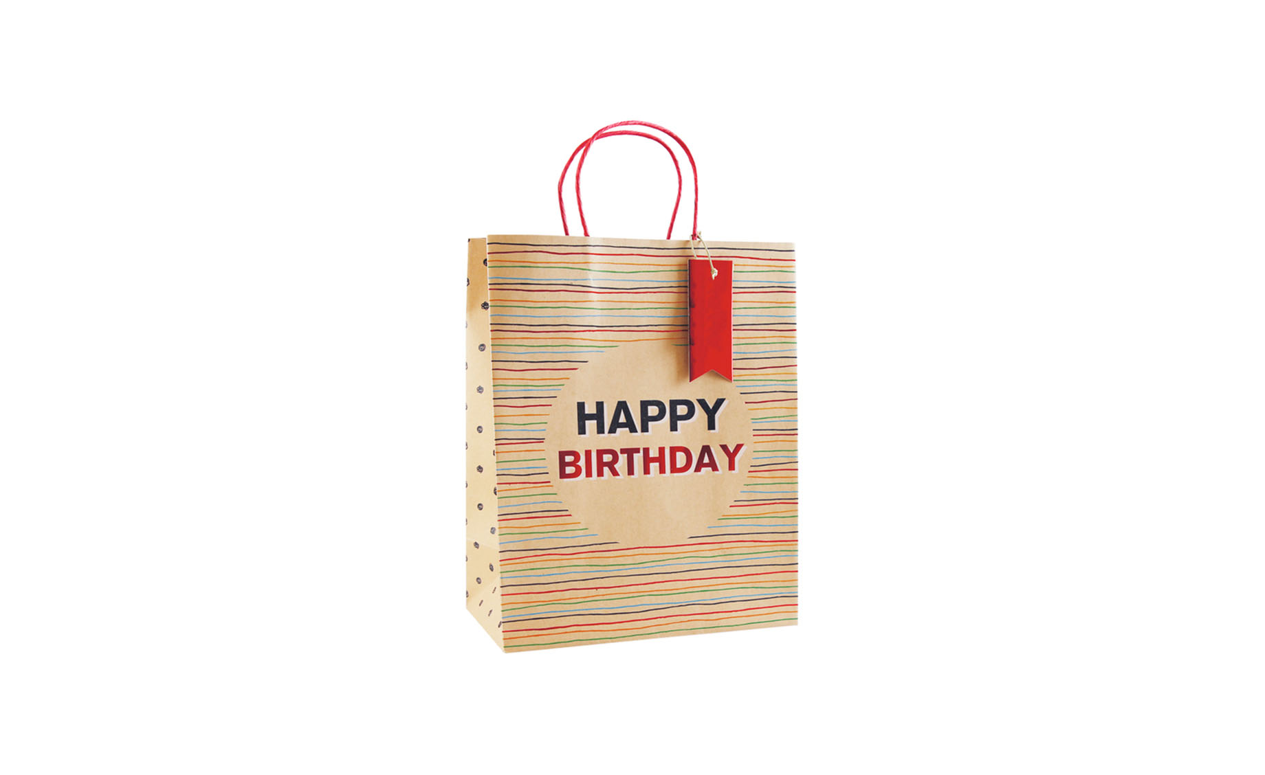 Ukrasna kesa Kraft birthay stripes L