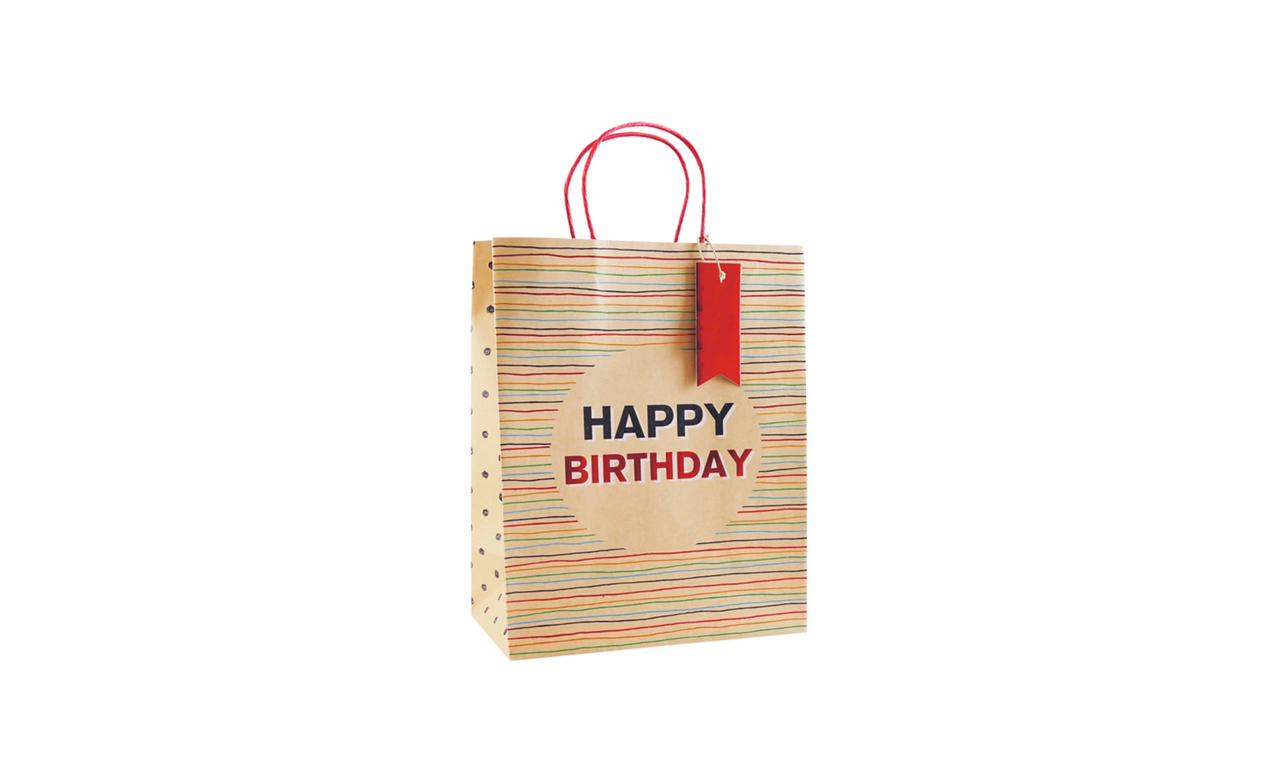 Ukrasna kesa Kraft birthay stripes L