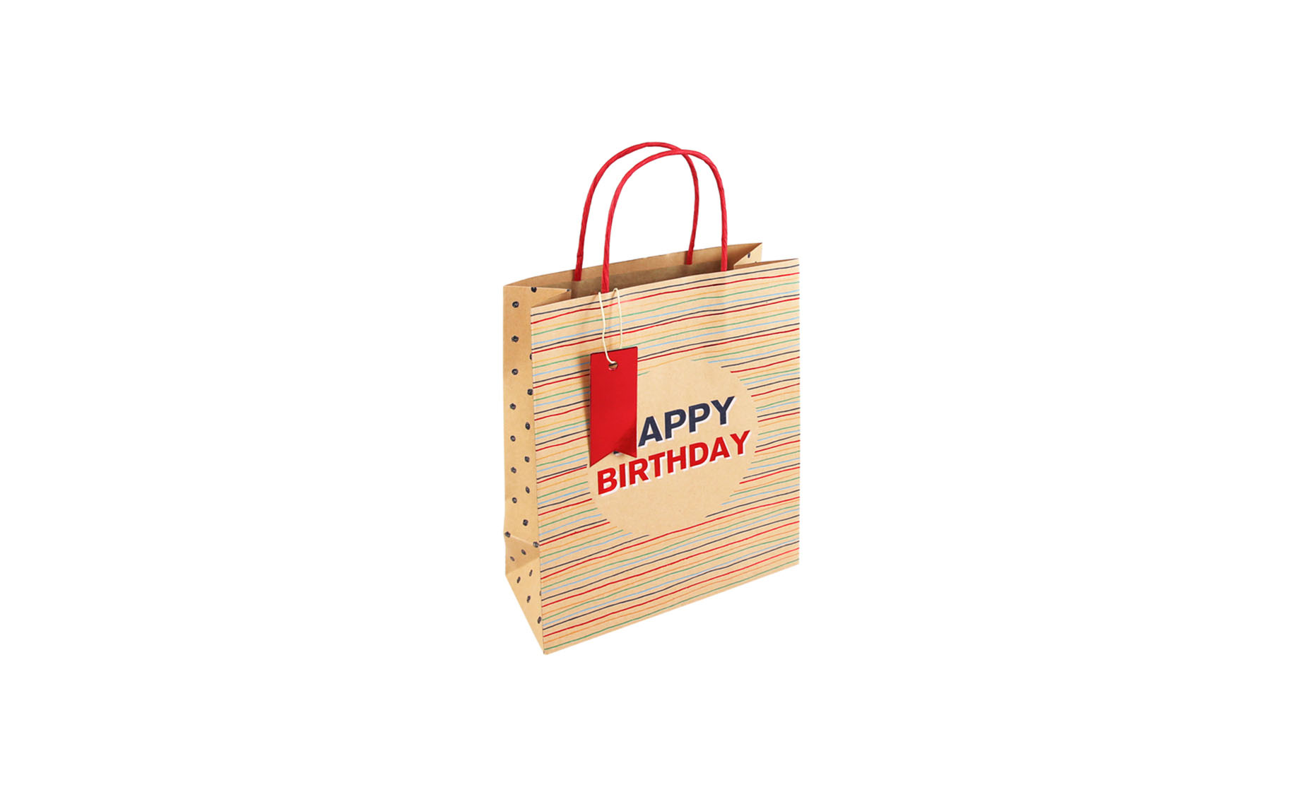 Ukrasna kesa Kraft birthay stripes M