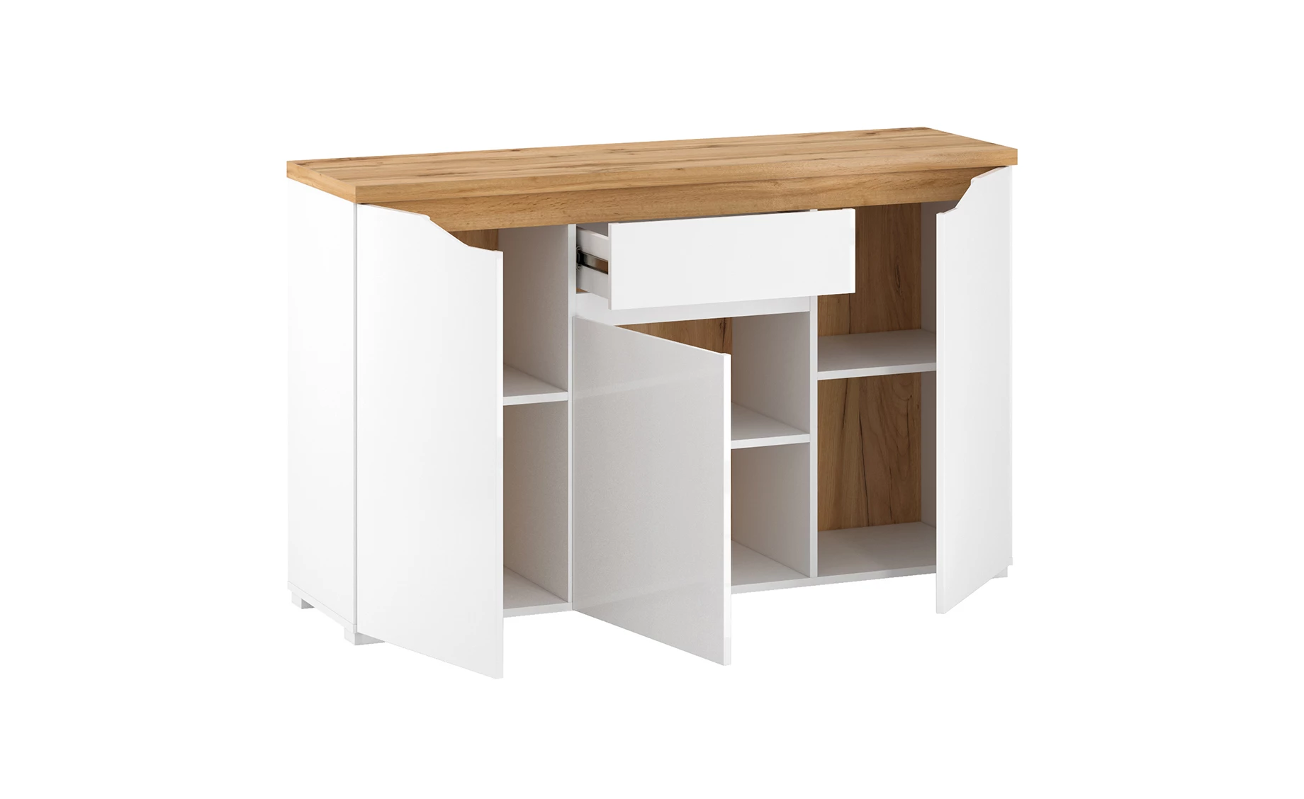 Lagos komoda 3 vrata + 1 ladica 138x40x85 HG bijela