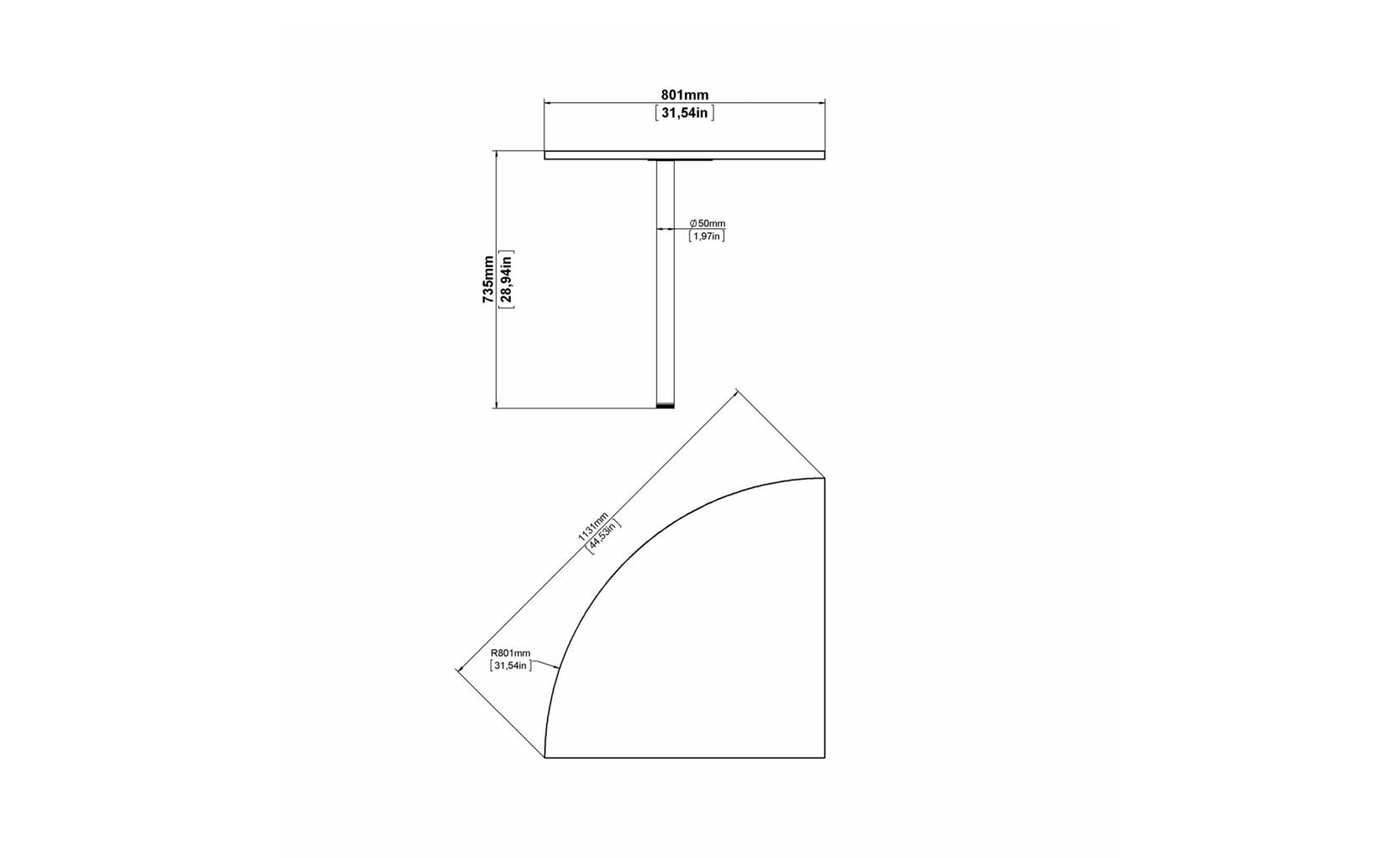 Prima ugaoni spojni element 80x80x74 cm sonoma