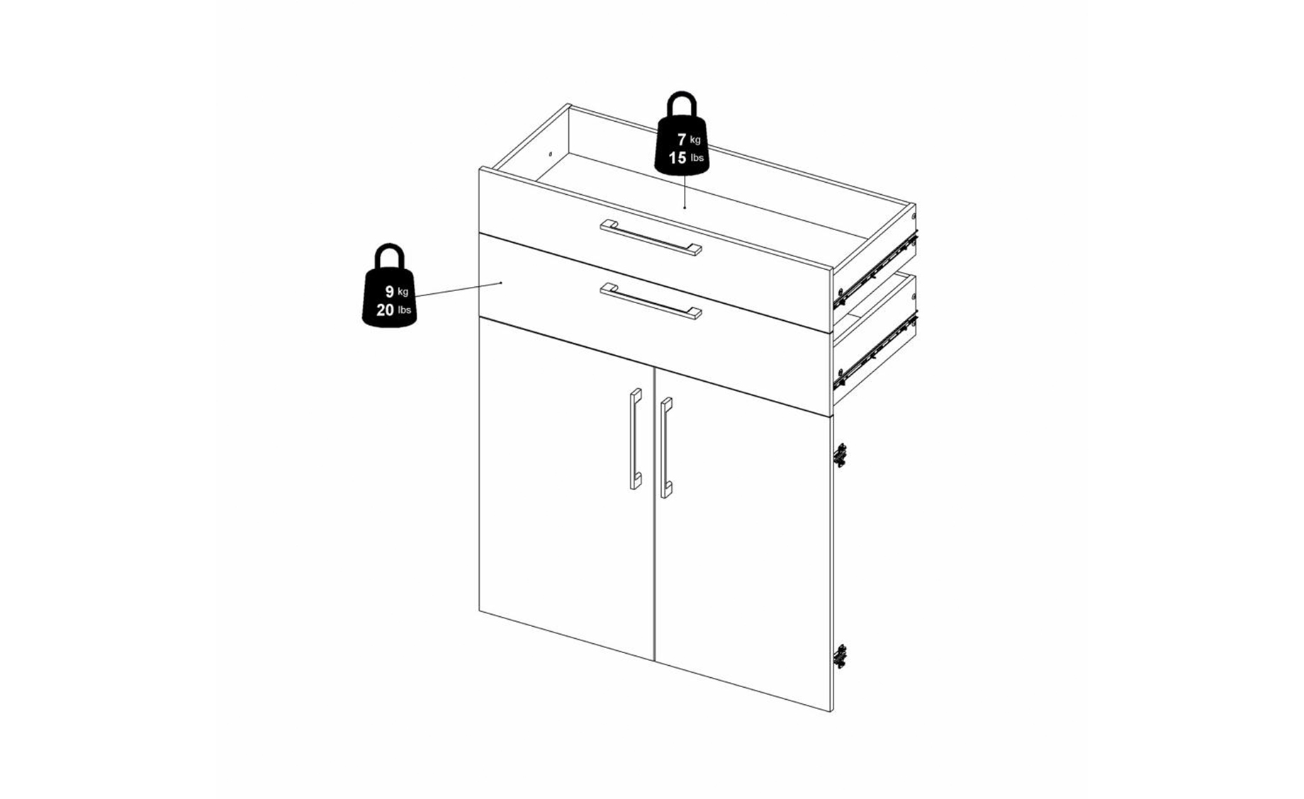 Prima 2 vrata +2 fioke 84x40x106 cm sonoma