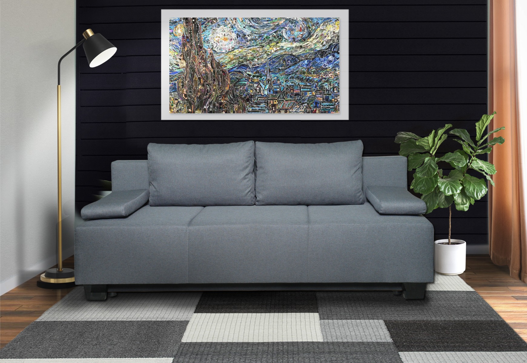 Ontario trosed sa prostorom za odlaganje 200x90x85 cm siva