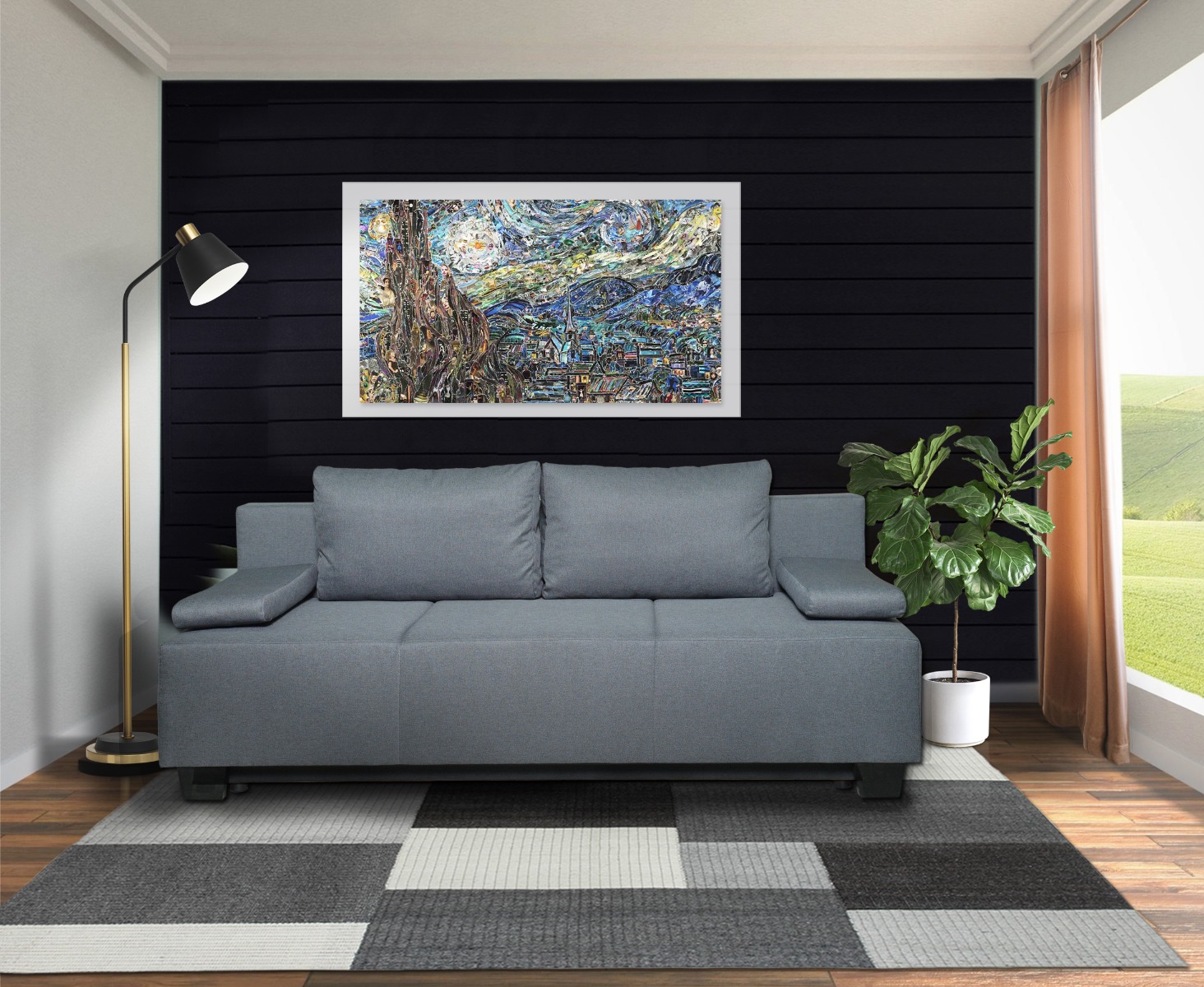 Ontario trosed sa prostorom za odlaganje 200x90x85 cm siva