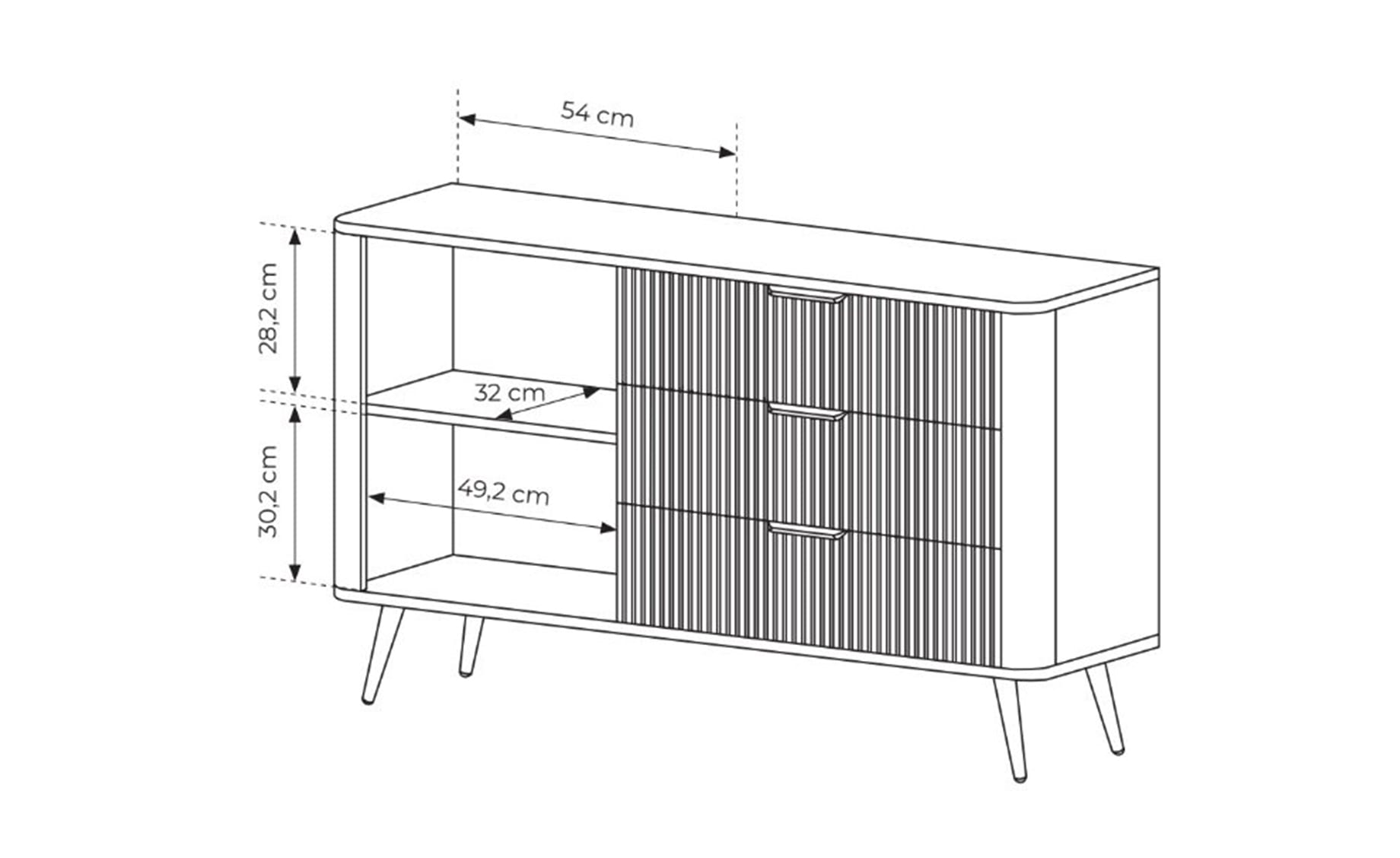 Lante komoda 1 vrata + 3 fioke 138,2x38x81,2 cm crna