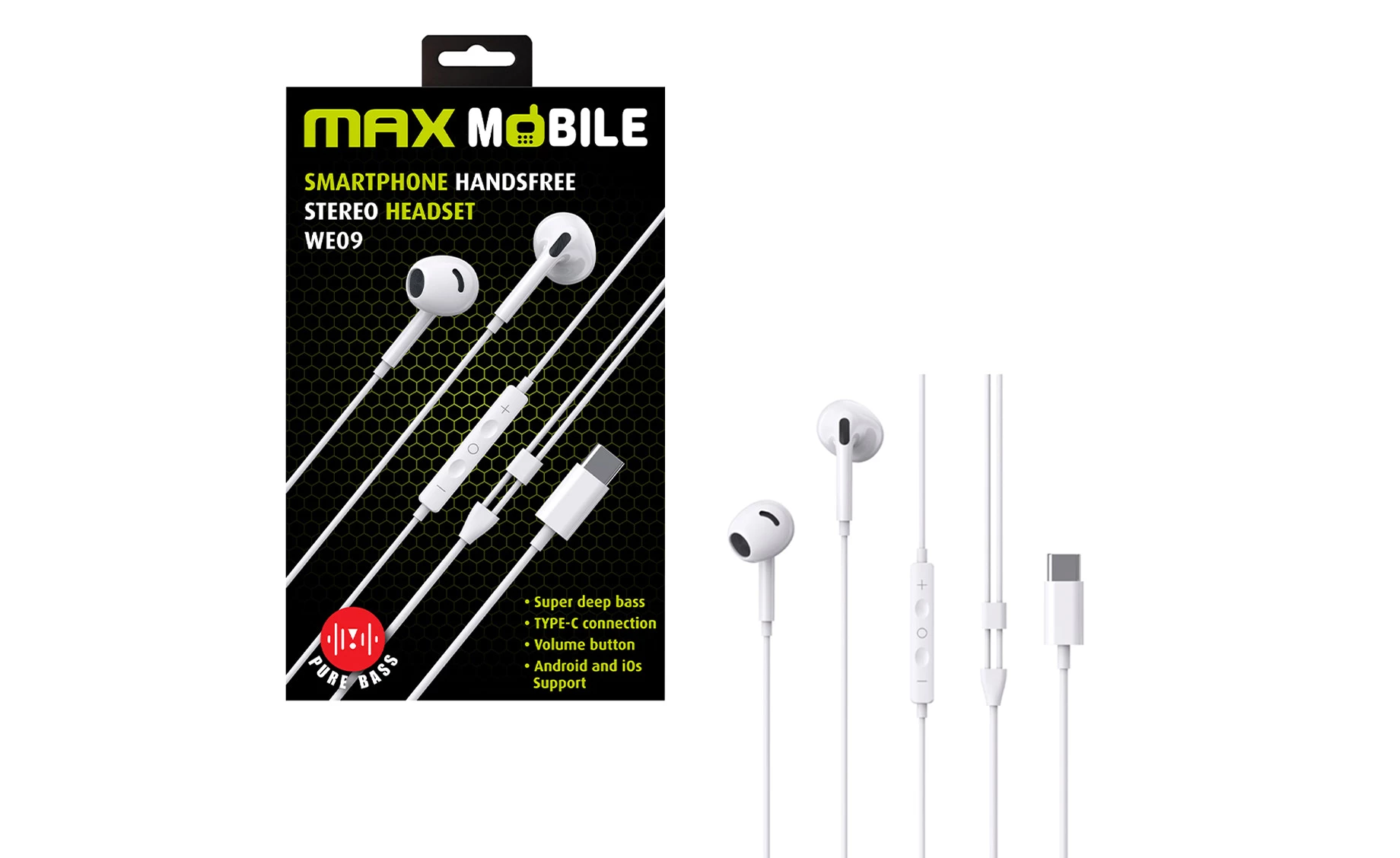 Max Mobile WE09 Type C slušalice , bijele