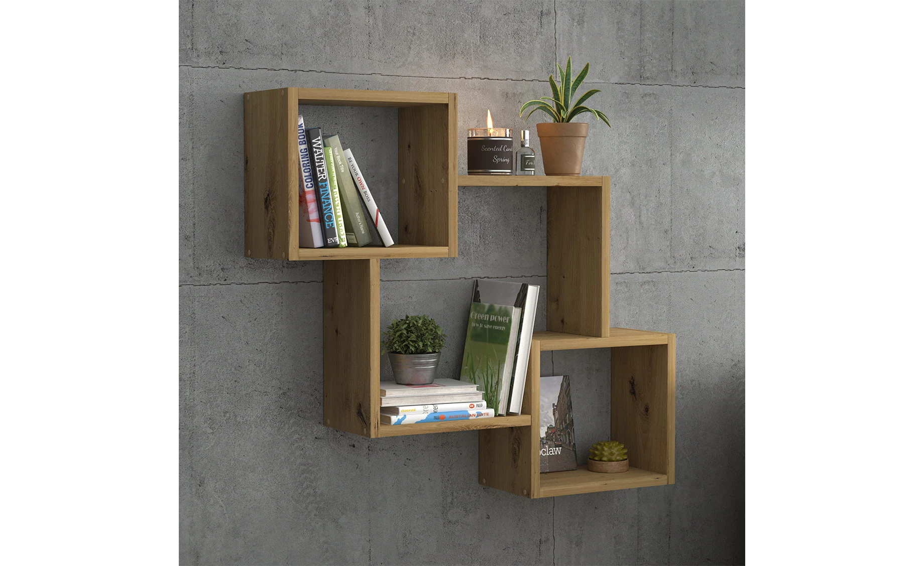 Lea zidna polica 78x18x71 cm artisan hrast