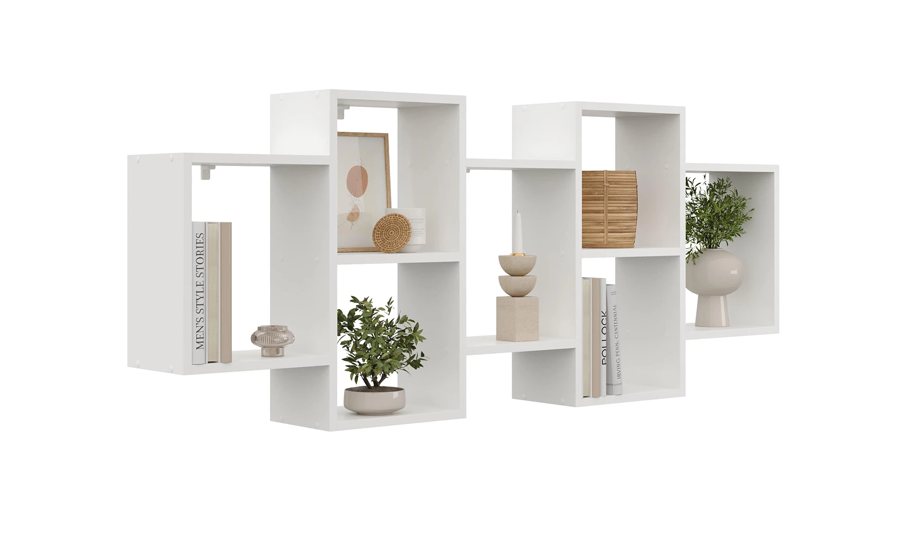 Lea zidna polica 161x18x65 cm bela