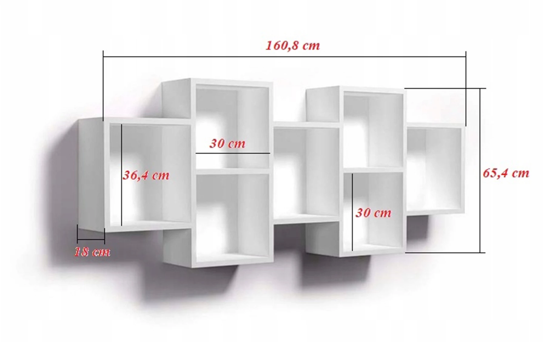 Lea zidna polica 161x18x65 cm bela